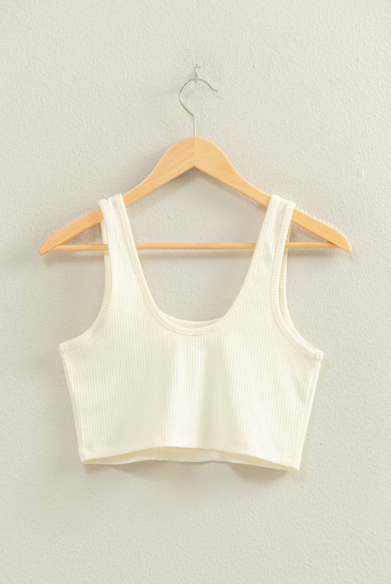 Wholesale Cropped Ribbed Tank Top Clothing Tops DZ22E144 FRENCH VANILLA DOUBLE ZERO