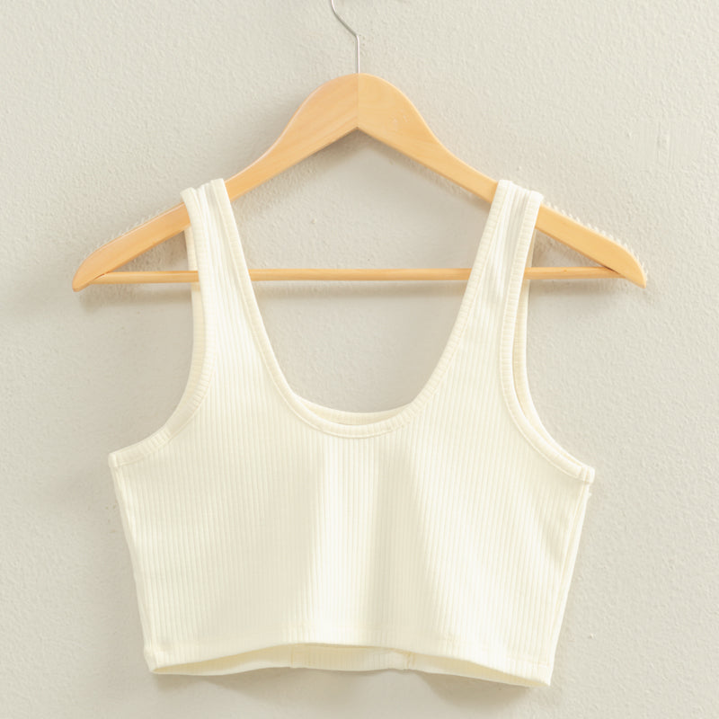 Wholesale Cropped Ribbed Tank Top Clothing Tops DZ22E144 FRENCH VANILLA DOUBLE ZERO