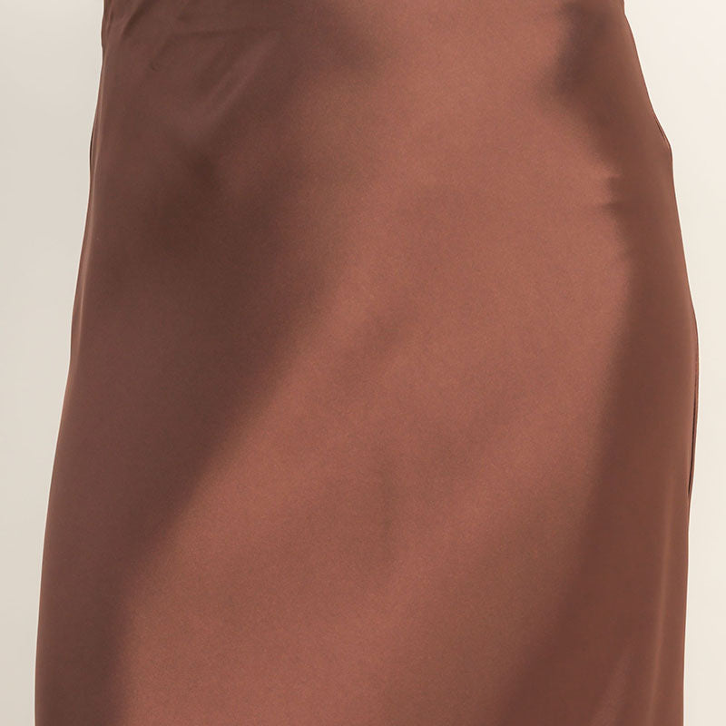 Wholesale Satin Midi Skirt Skirts DZ26A050 CHOCOLATE DOUBLE ZERO