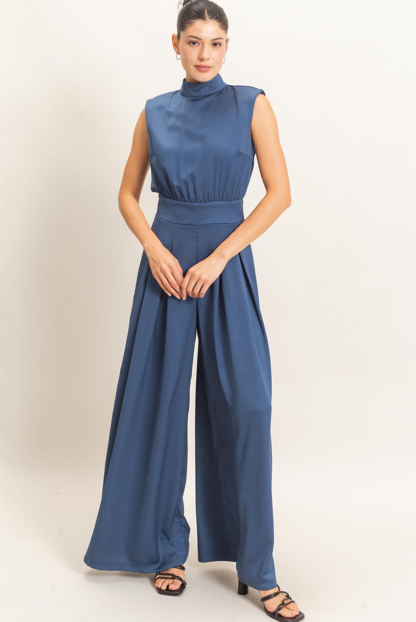 Wholesale Sleeveless Mock Neck Jumpsuit Clothing HF26F209-D MIDNIGHT BLUE HYFVE