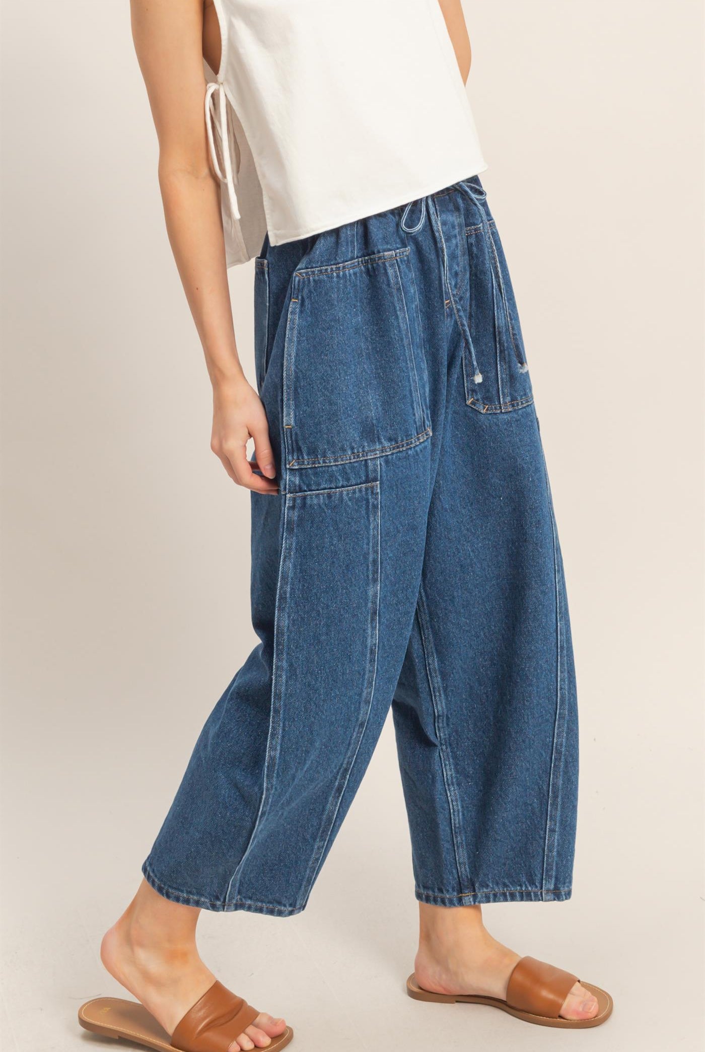 Wholesale Wide Pants With Oversize Pockets Pants HF26A125 BLUE HYFVE