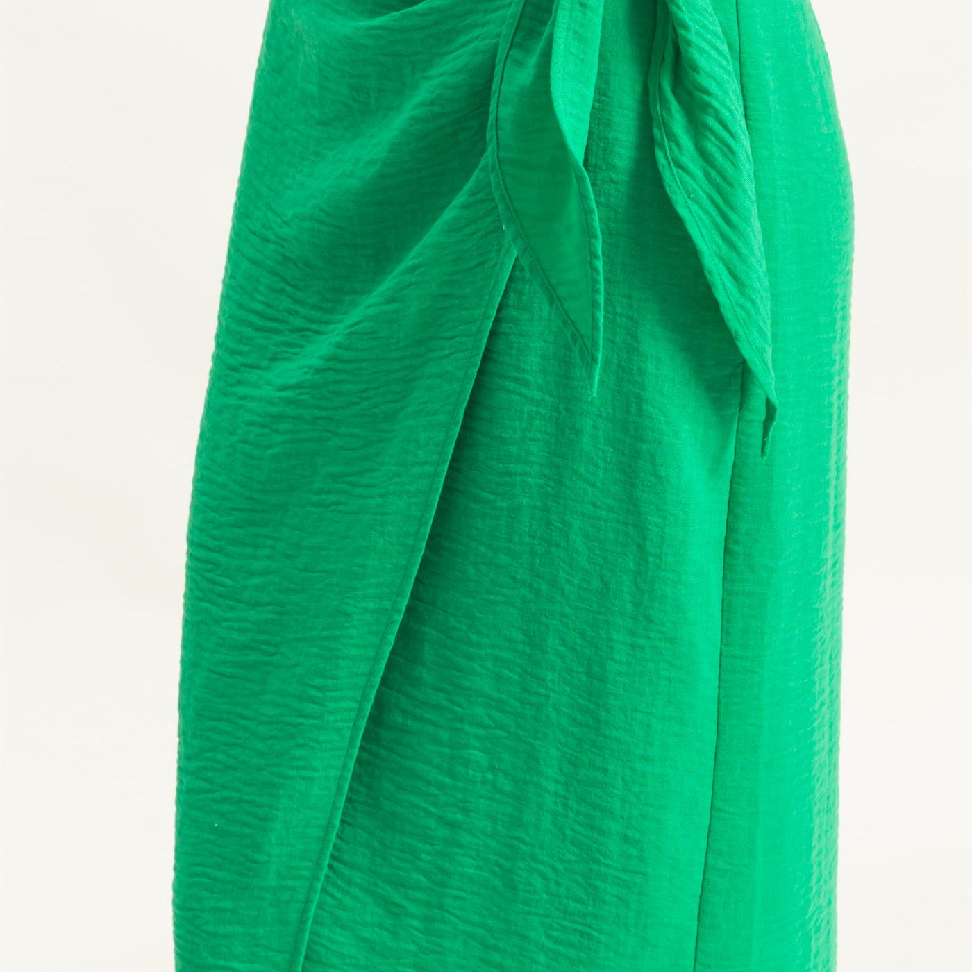 Wholesale High Waist Crinkle Woven Maxi Skirt Skirts DZ25C511 GREEN DOUBLE ZERO