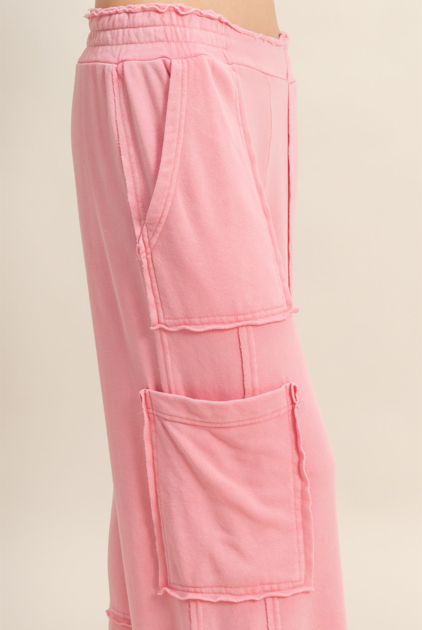 Wholesale Mineral Wash Oversized Utility Sweatpants Sweatpants DZ25C903 TAFFY PINK DOUBLE ZERO