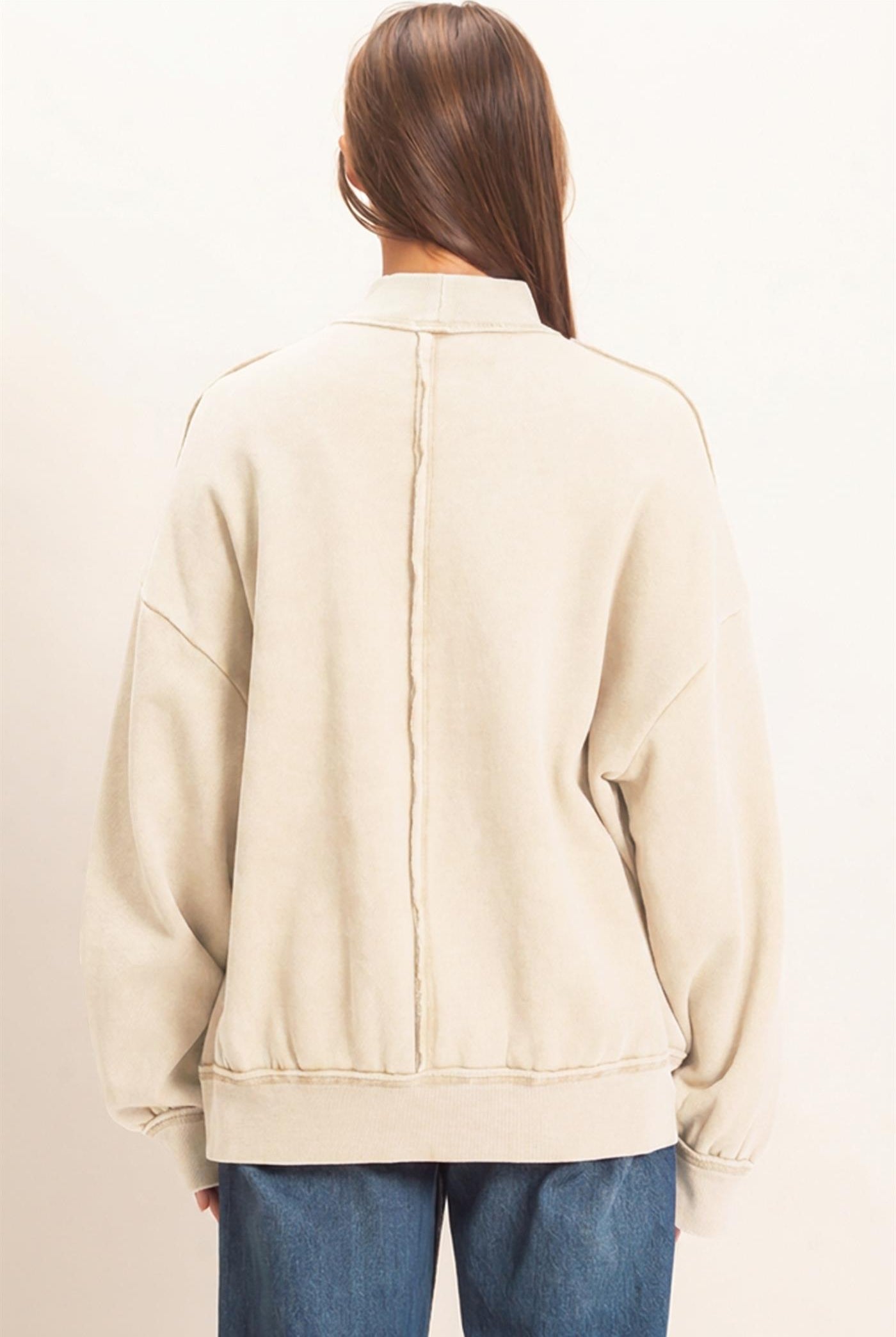 Wholesale Acid Washed Mock Neck Sweatshirt Sweatshirts DZ26E656 ALPACA DOUBLE ZERO