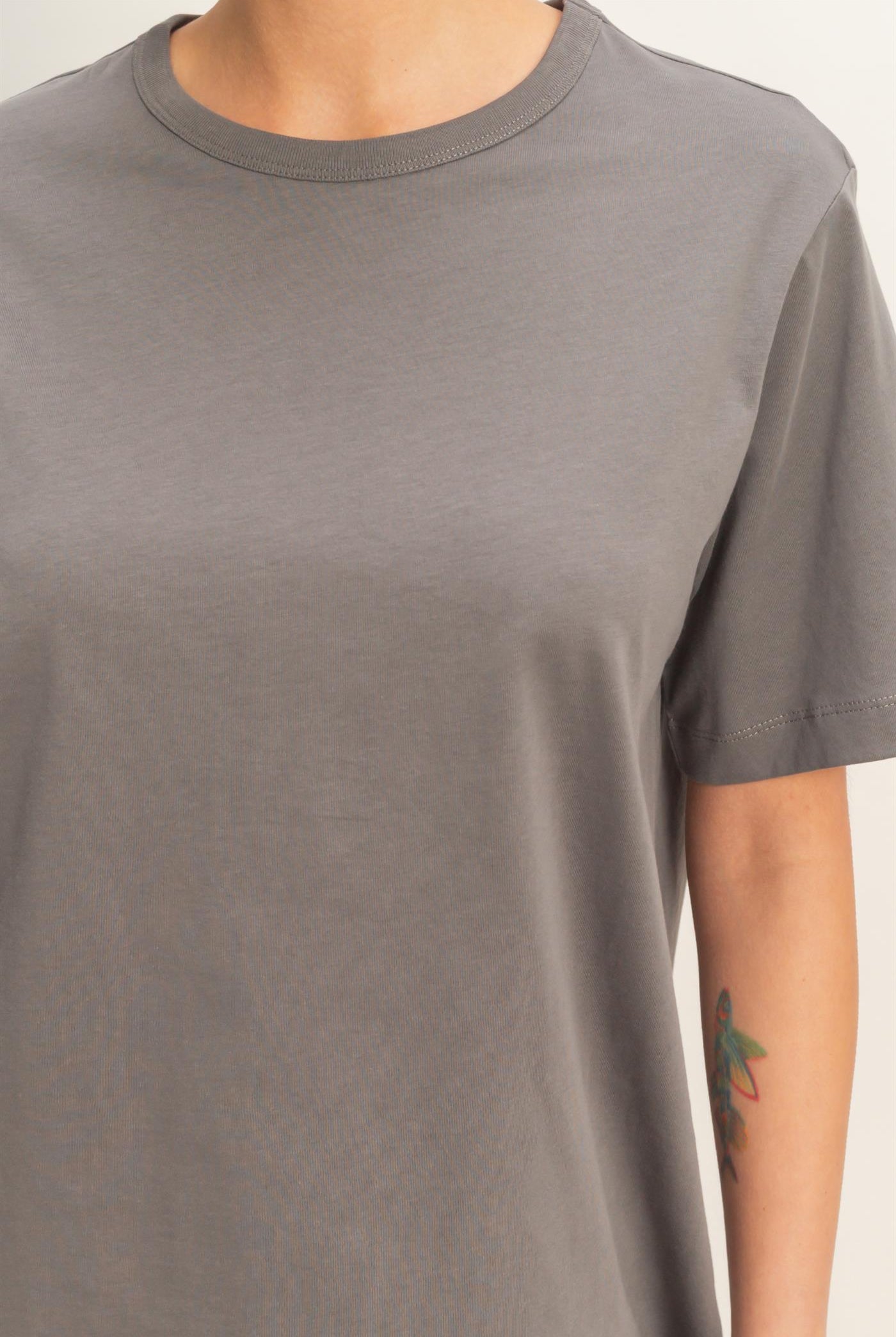 Wholesale Oversized Short Sleeve Crew Neck T-Shirt Clothing Tops DZ26A794 CHARCOAL DOUBLE ZERO