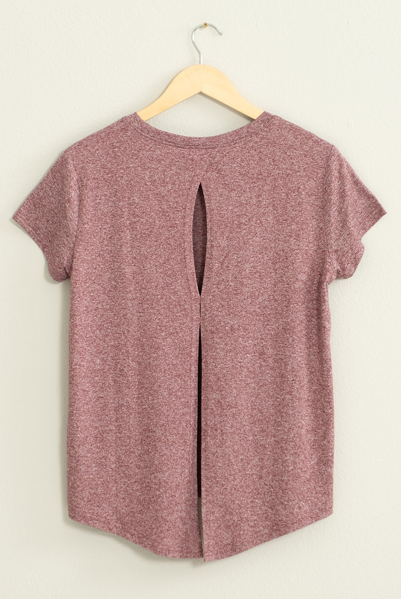 Wholesale All Yours Short Sleeve Open Back Tee Clothing Tops DZ22E576 MULBERRY DOUBLE ZERO