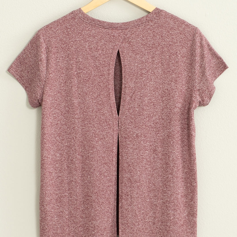 Wholesale All Yours Short Sleeve Open Back Tee Clothing Tops DZ22E576 MULBERRY DOUBLE ZERO