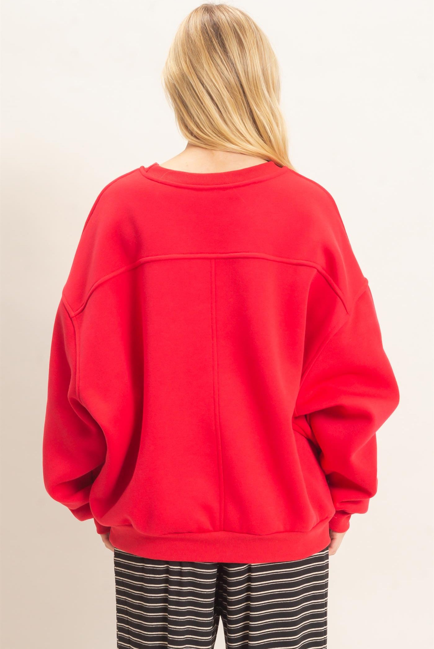 Wholesale Oversized Dropped Shoulder Sweatshirt Sweatshirts HF26F141 RED HYFVE