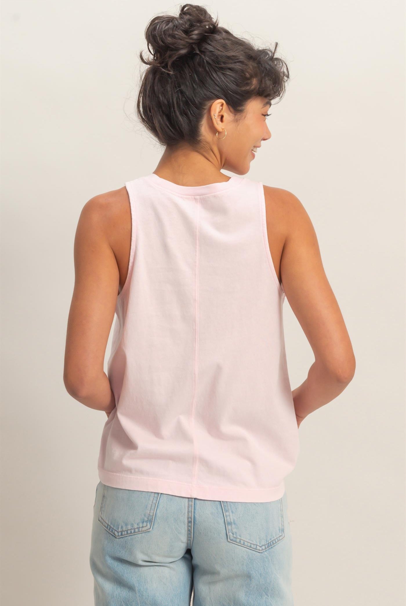 Wholesale Mineral Washed Sleeveless Top Clothing Tops DZ26A739 SOFT PINK DOUBLE ZERO