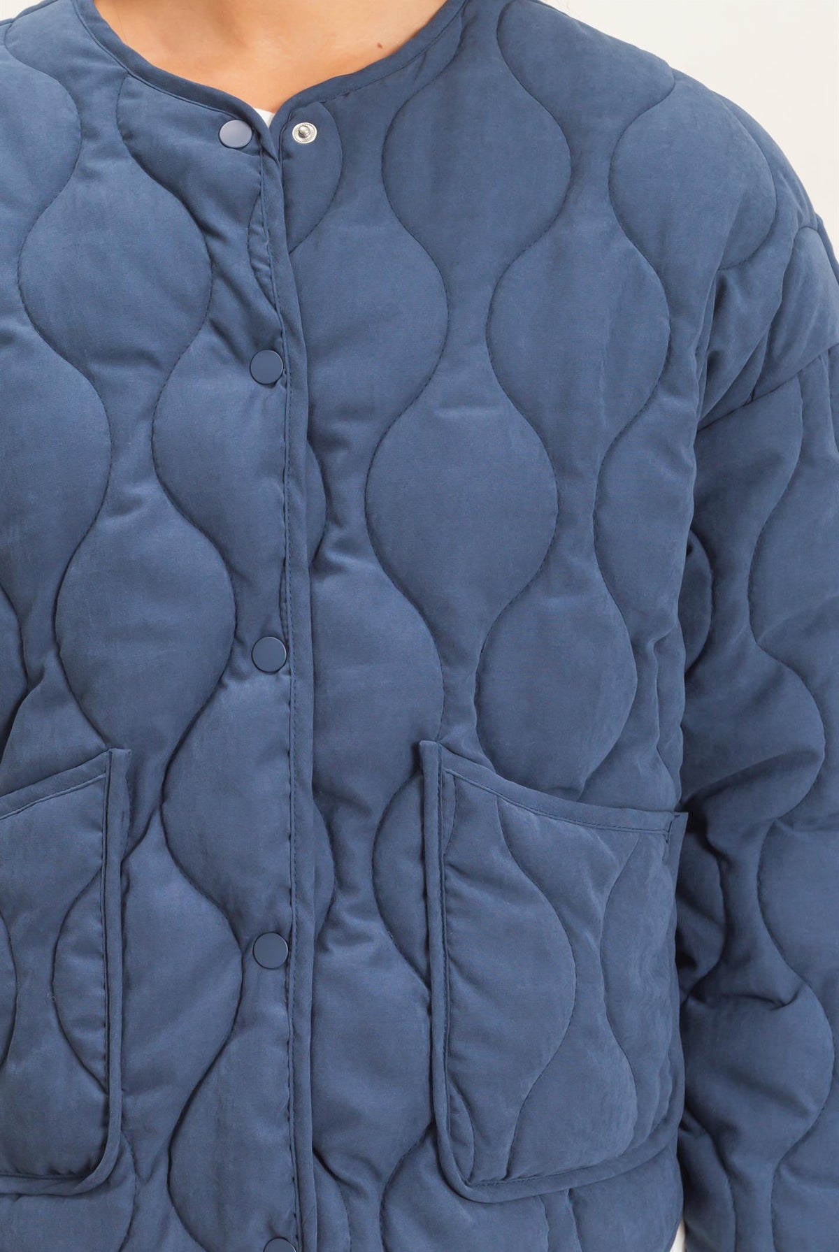 Wholesale Quilted Button Front Jacket Coats & Jackets DZ26F254 NAVY DOUBLE ZERO
