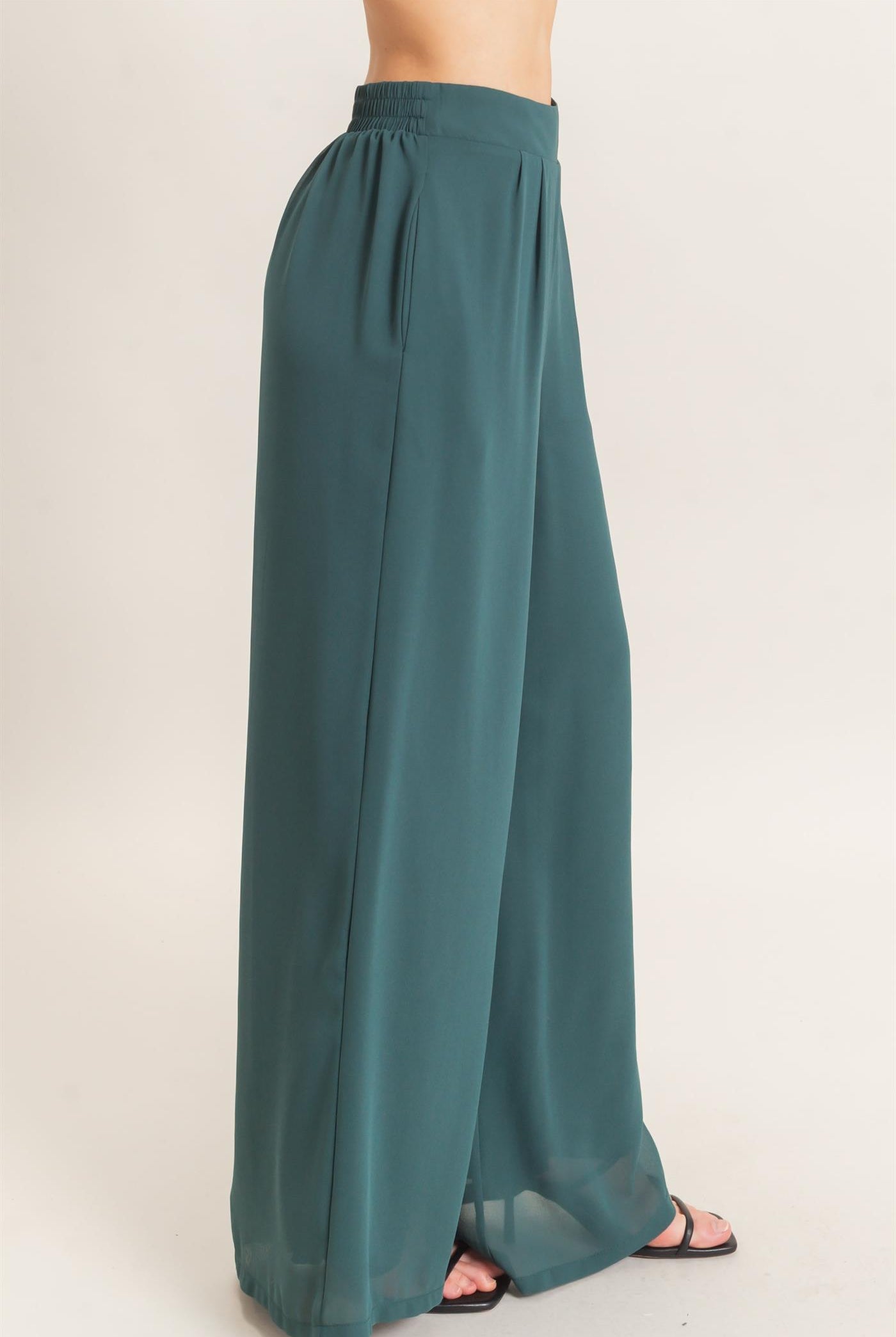 Wholesale Wide-Leg High Waist Pants Pants HF26F068-D TEAL GREEN HYFVE