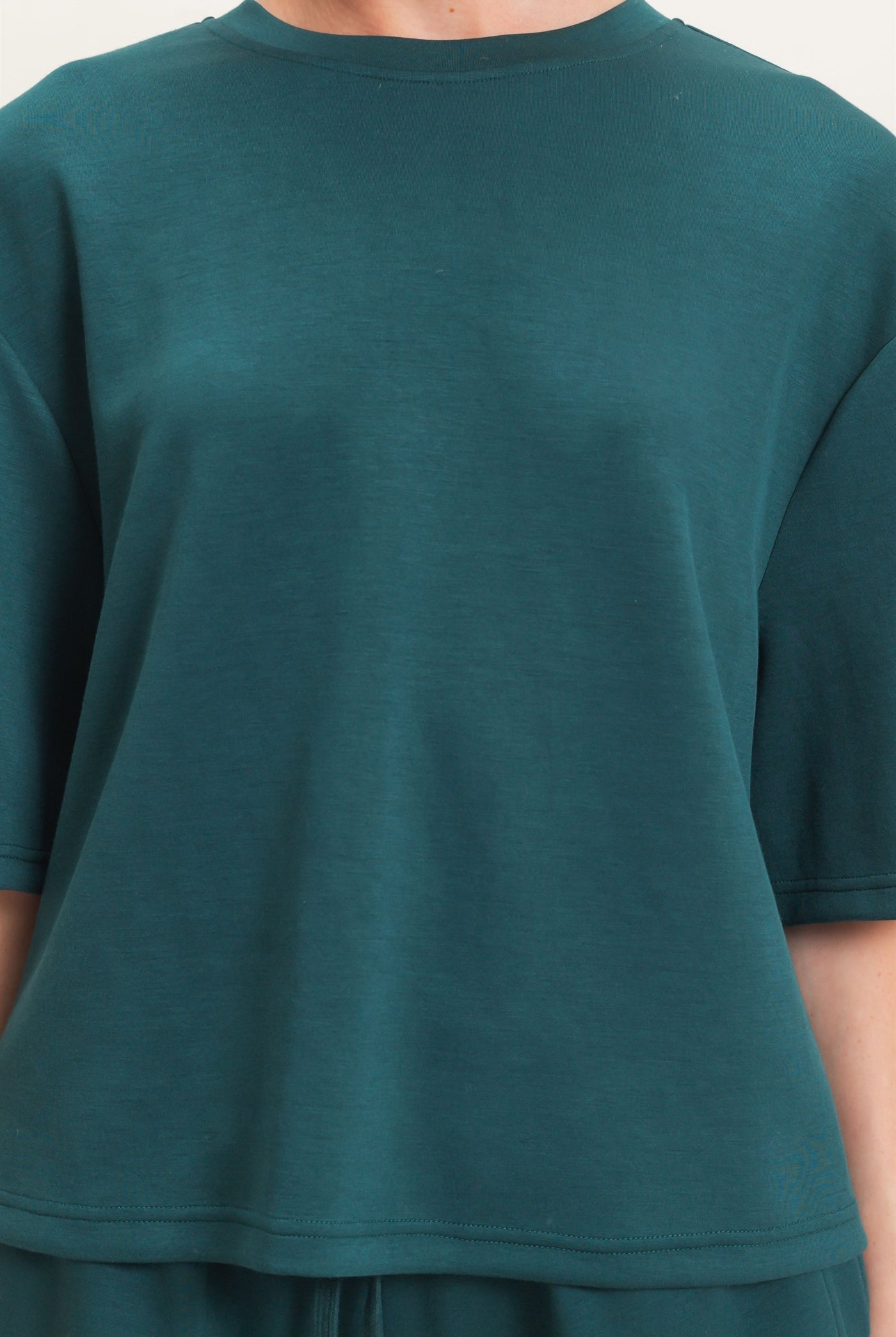 Wholesale Loose Fit Crew Neck Short Sleeve Top Clothing Tops DZ26C965 DEEP GREEN DOUBLE ZERO
