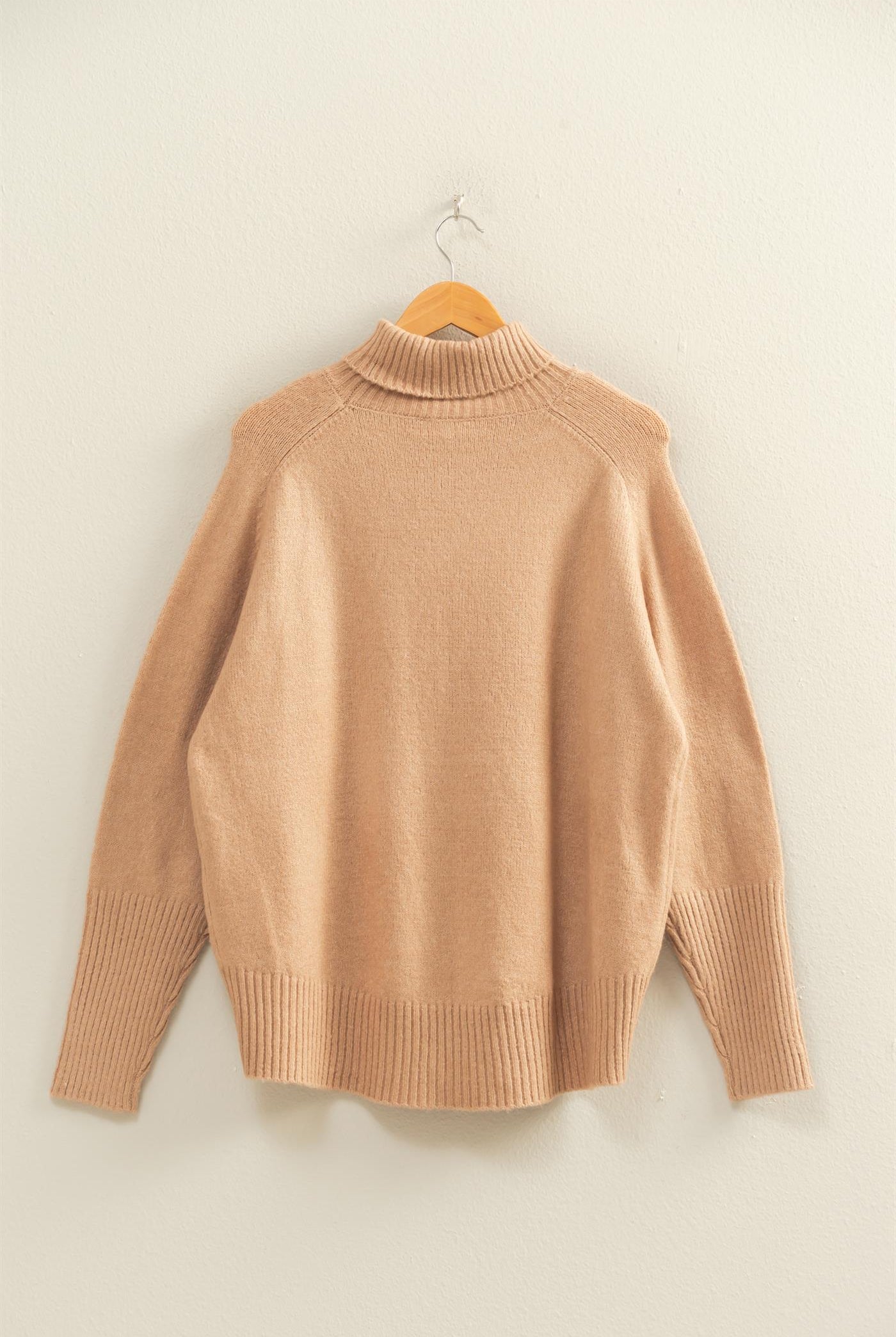 Wholesale Oversized High Low Turtleneck Sweater Sweaters DZ25C943 DARK TAUPE DOUBLE ZERO