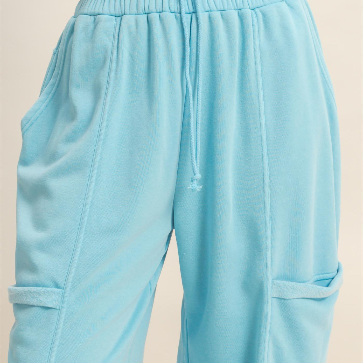 Wholesale Ruffle Waist Burnout Jogger Pants Joggers DZ26A685 BLUE DOUBLE ZERO