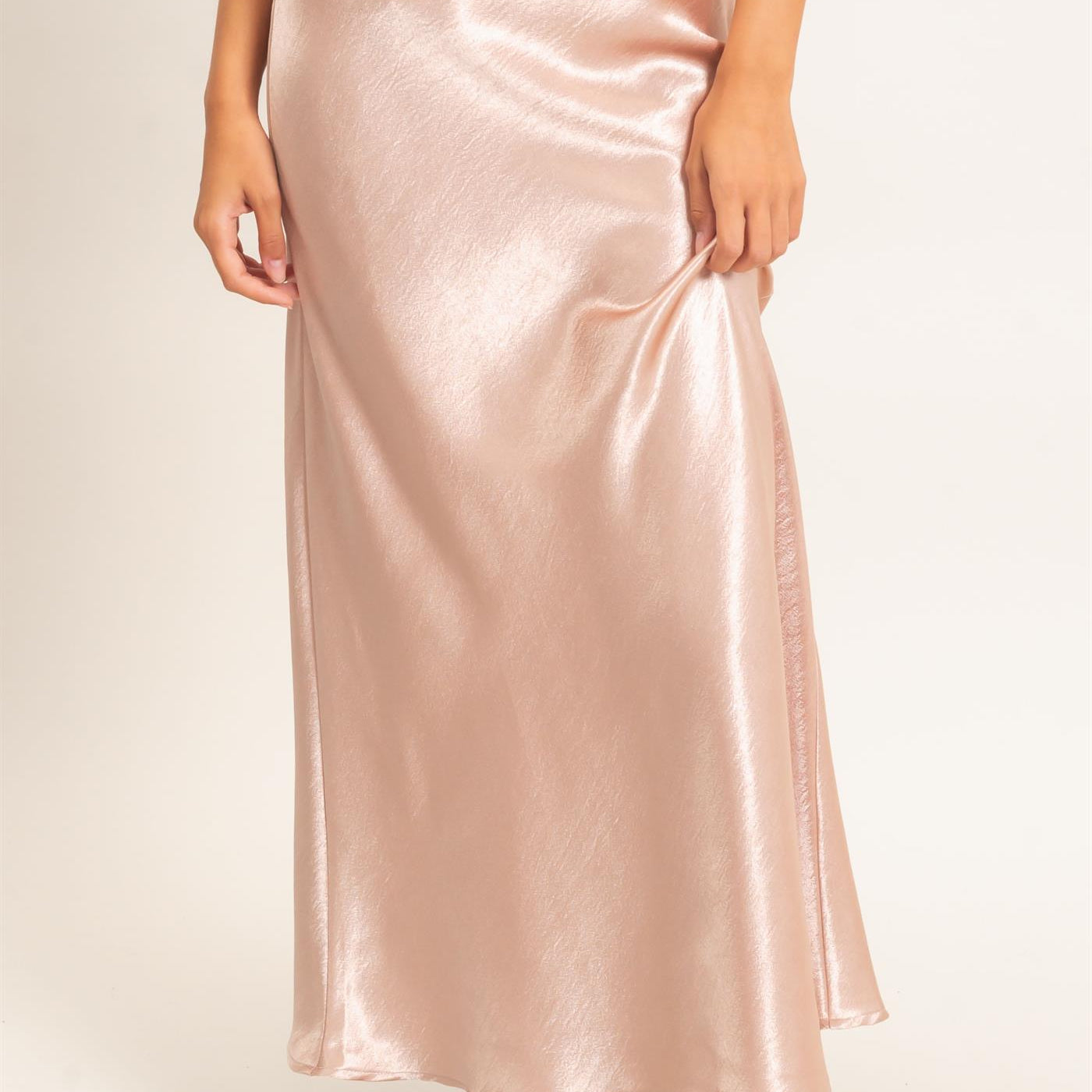 Wholesale Satin Midi Skirt Skirts DZ26C962 DARK TAUPE DOUBLE ZERO