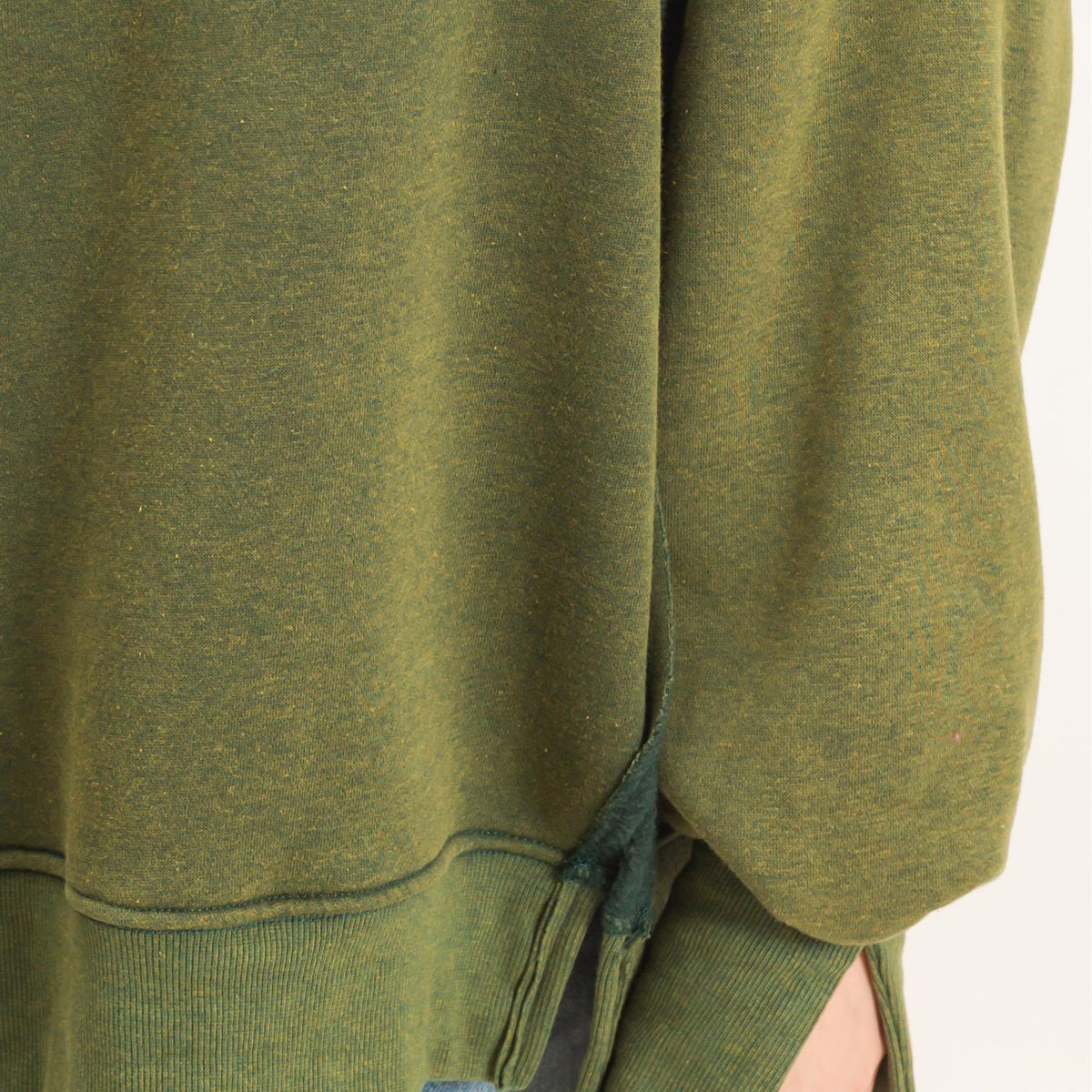 Wholesale Mineral Wash Snap Collar Pullover Clothing Tops HF26F086-D HUNTER GREEN HYFVE
