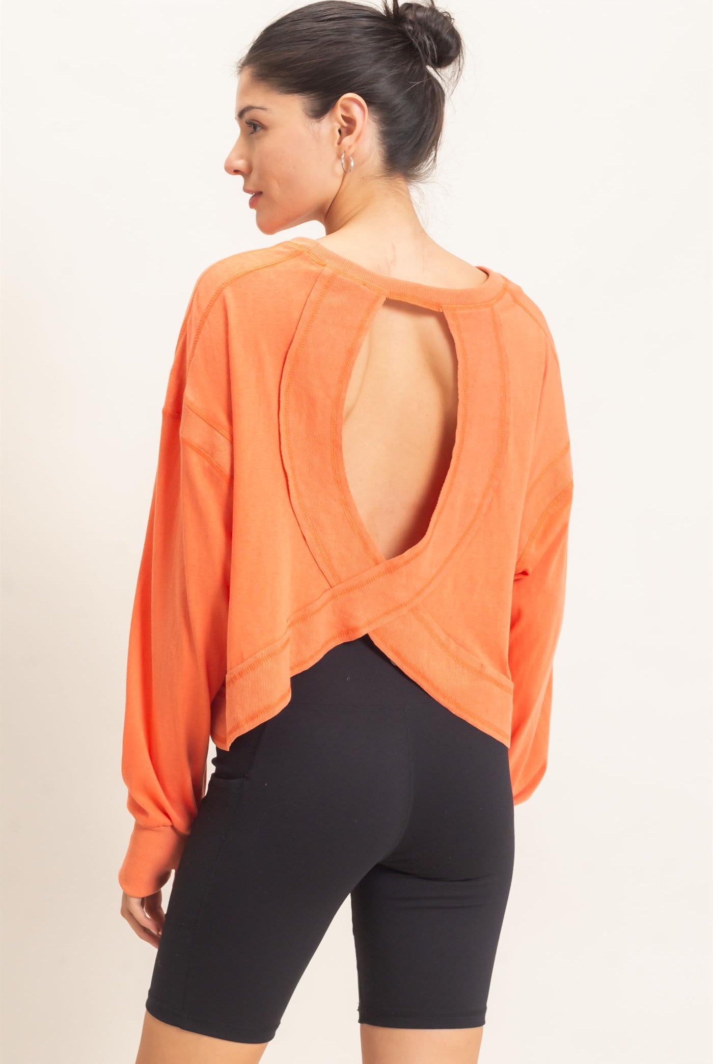 Wholesale Crew Neck Top Clothing Tops HF26C808 ORANGE HYFVE