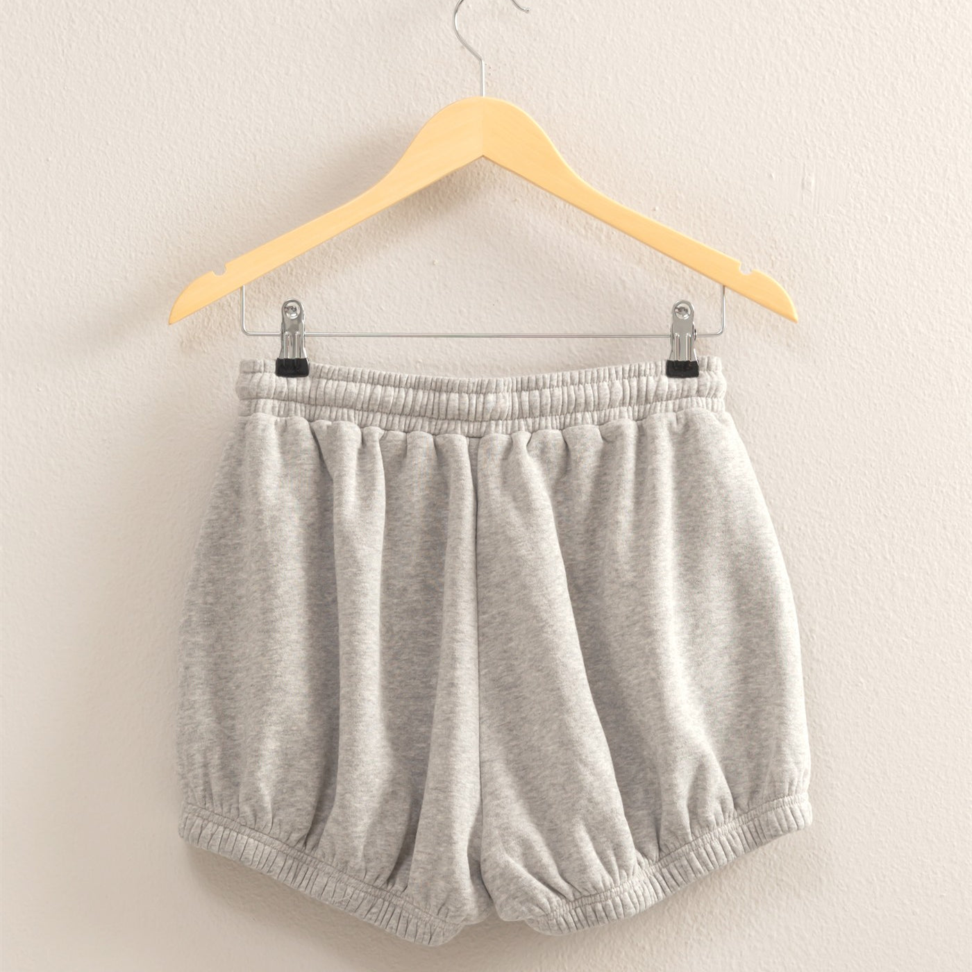Wholesale Drawstring Waist Bubbled Hem Shorts Shorts DZ25A702 HEATHER GRAY DOUBLE ZERO