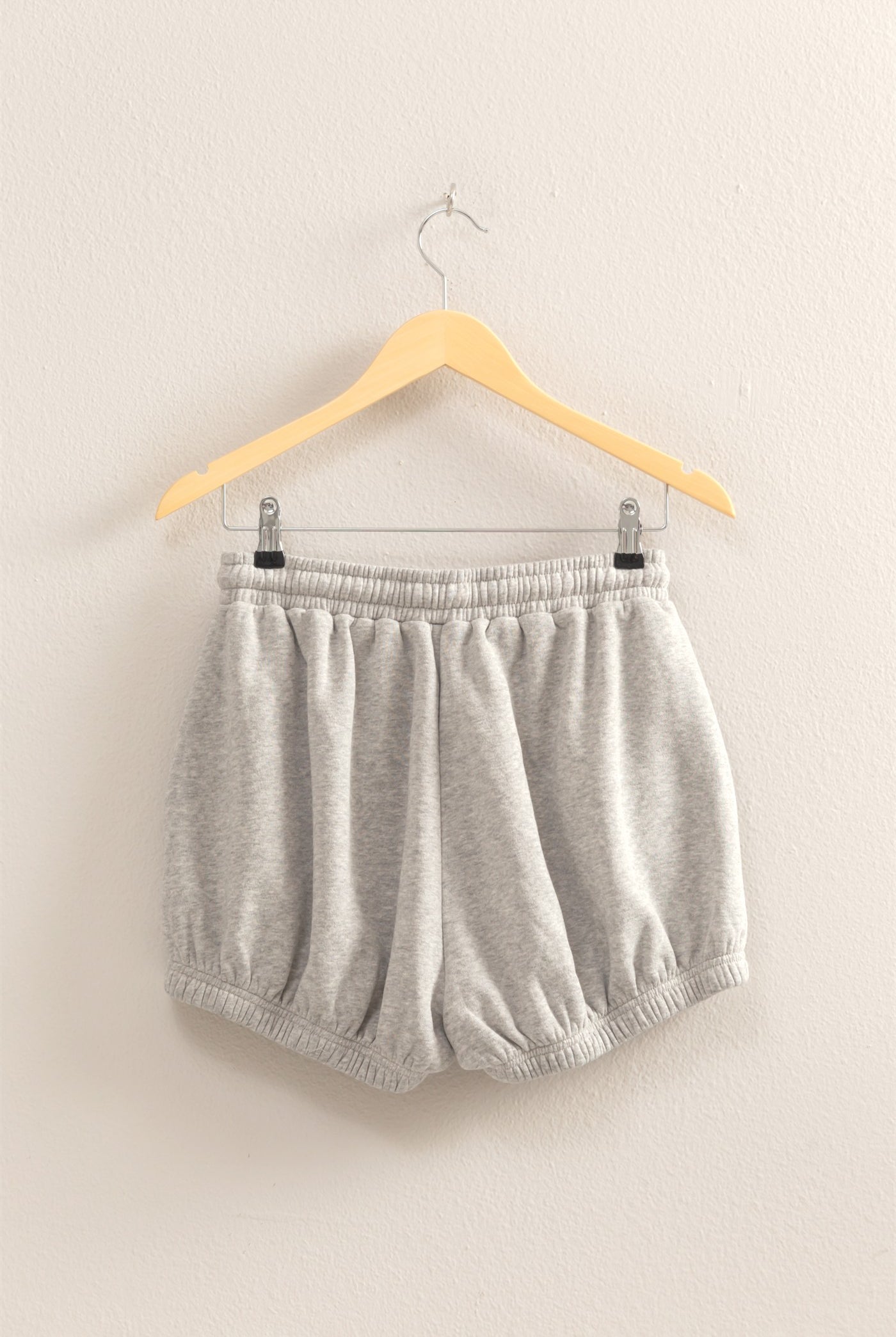 Wholesale Drawstring Waist Bubbled Hem Shorts Shorts DZ25A702 HEATHER GRAY DOUBLE ZERO