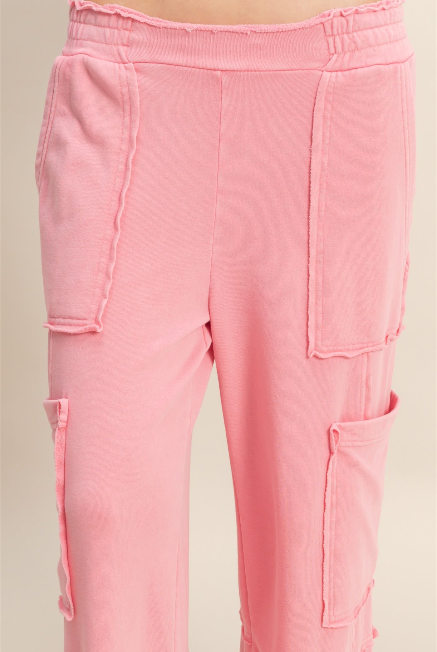 Wholesale Mineral Wash Oversized Utility Sweatpants Sweatpants DZ25C903 TAFFY PINK DOUBLE ZERO