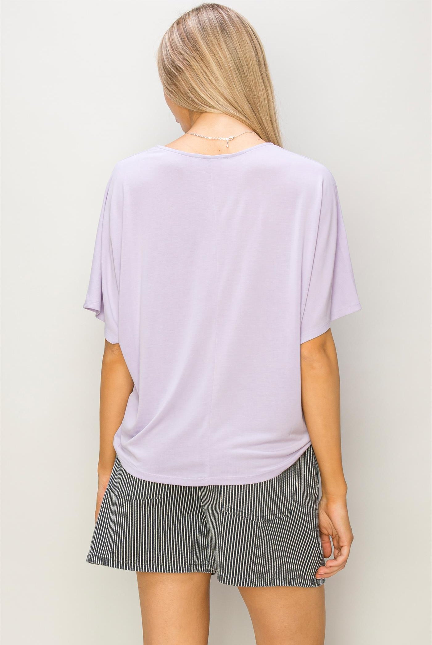 Wholesale D-Elbow Length Dolman Sleeve Top Clothing Tops DZ24C199-D LAVENDER DOUBLE ZERO