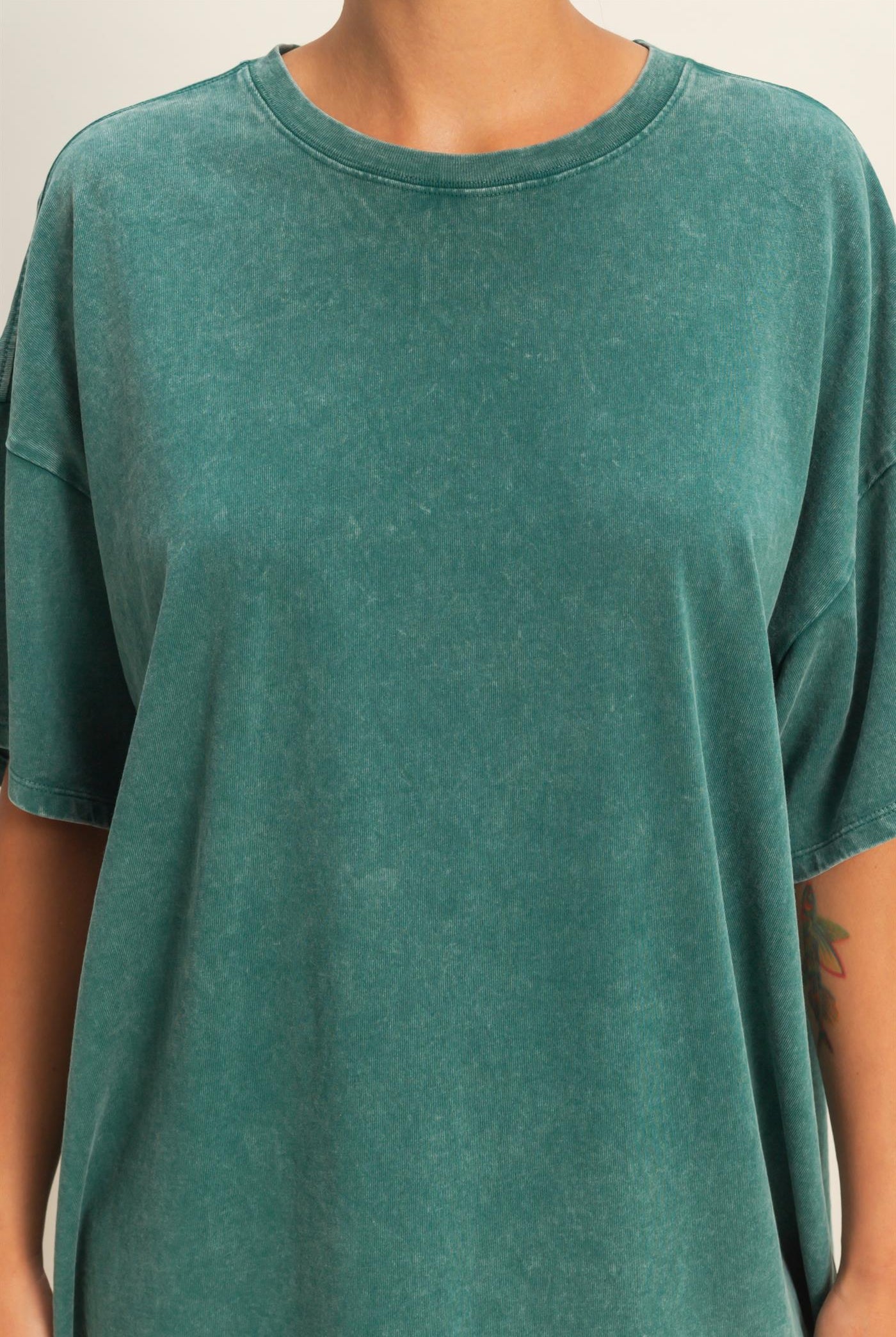 Wholesale Oversized Mineral Wash T-Shirt T-Shirts DZ26A031 DARK TEAL DOUBLE ZERO