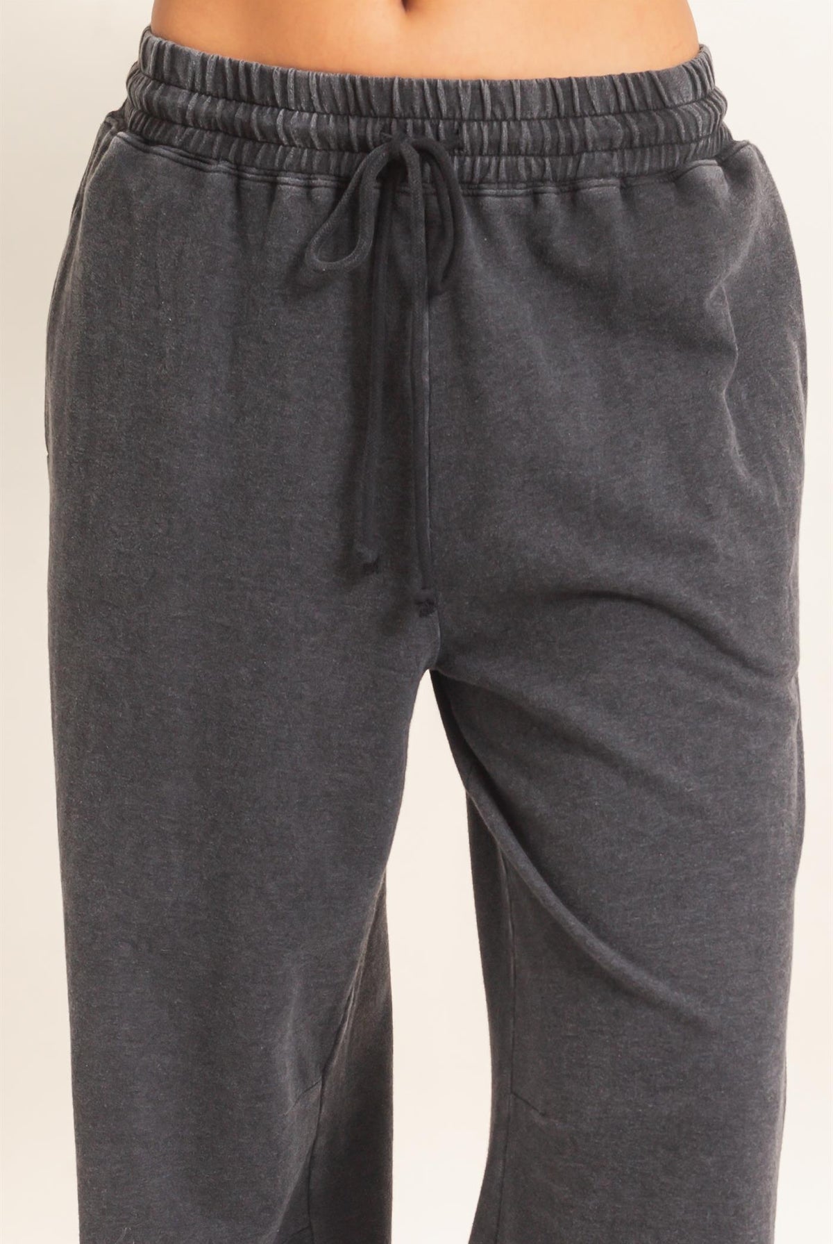 Wholesale Mineral Washed Wide Leg Pants Pants DZ26F082 BLACK DOUBLE ZERO