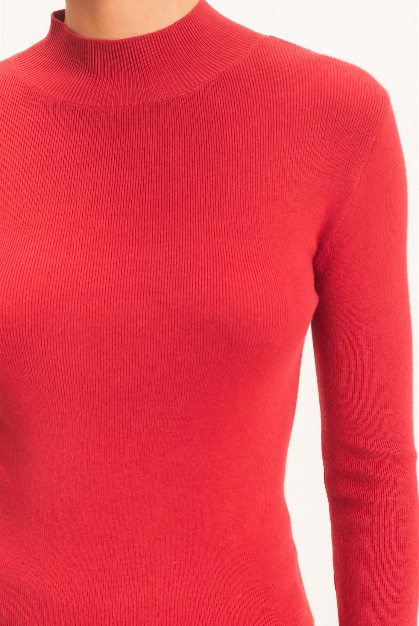 Wholesale Ribbed Mock Neck Long Sleeve Knit Top Clothing Tops DZ26F201 DARK RED DOUBLE ZERO