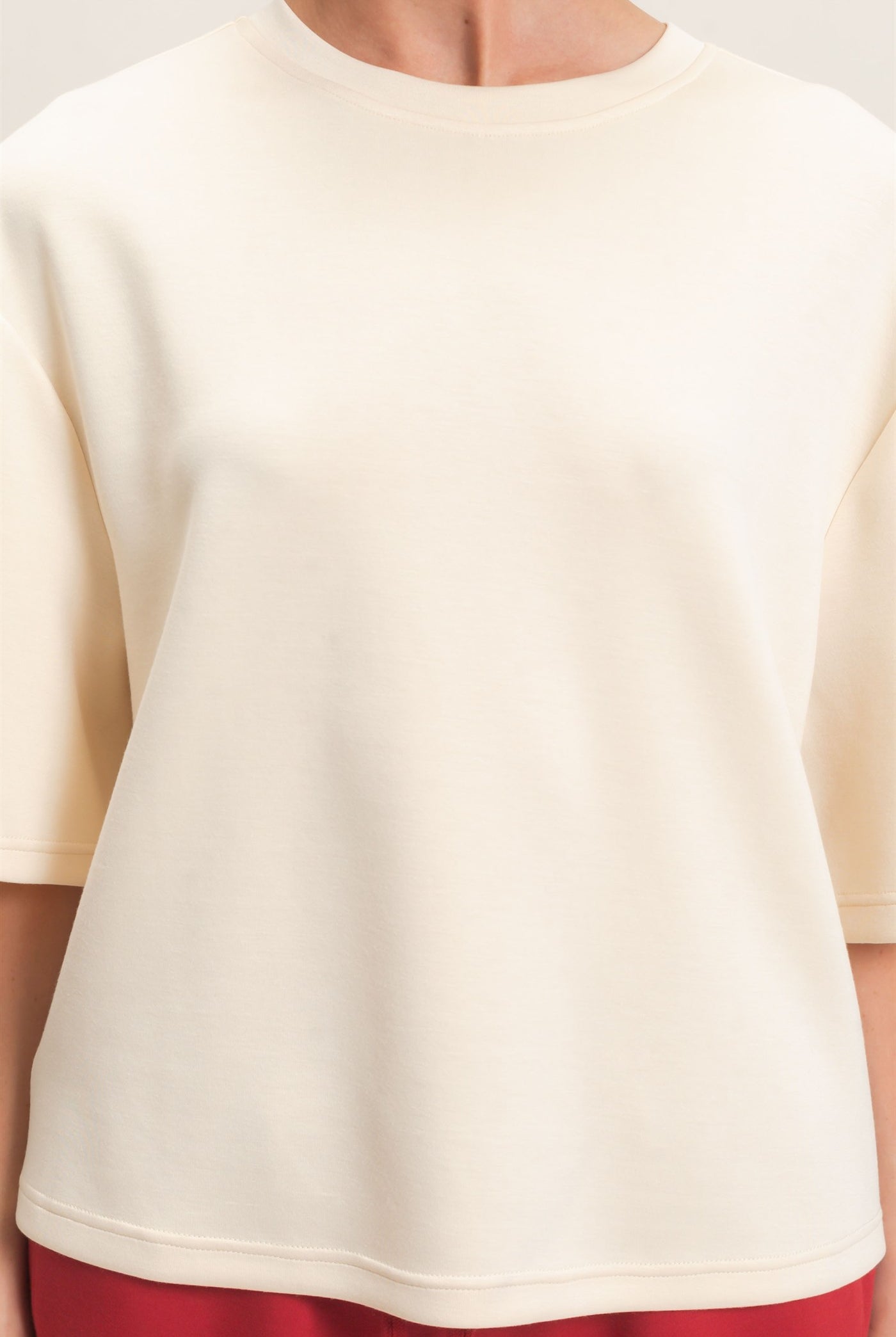 Wholesale Loose Fit Crew Neck Short Sleeve Top Clothing Tops DZ26C965 ALPACA DOUBLE ZERO