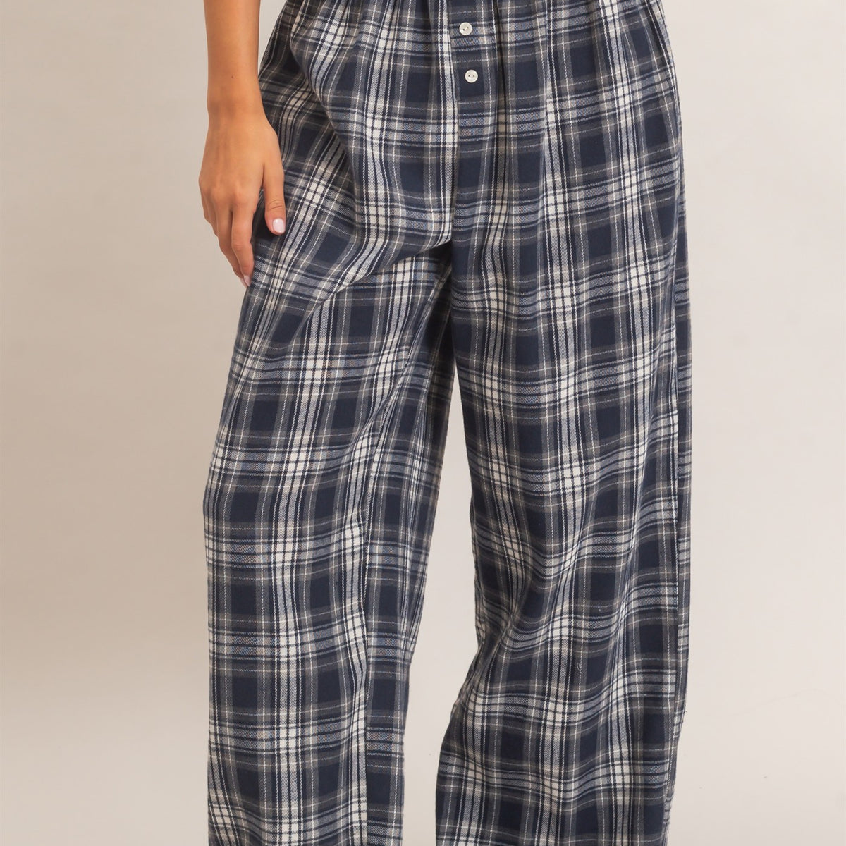 Wholesale Plaid Wide-Leg Pants Pants DZ26F271 NAVY DOUBLE ZERO
