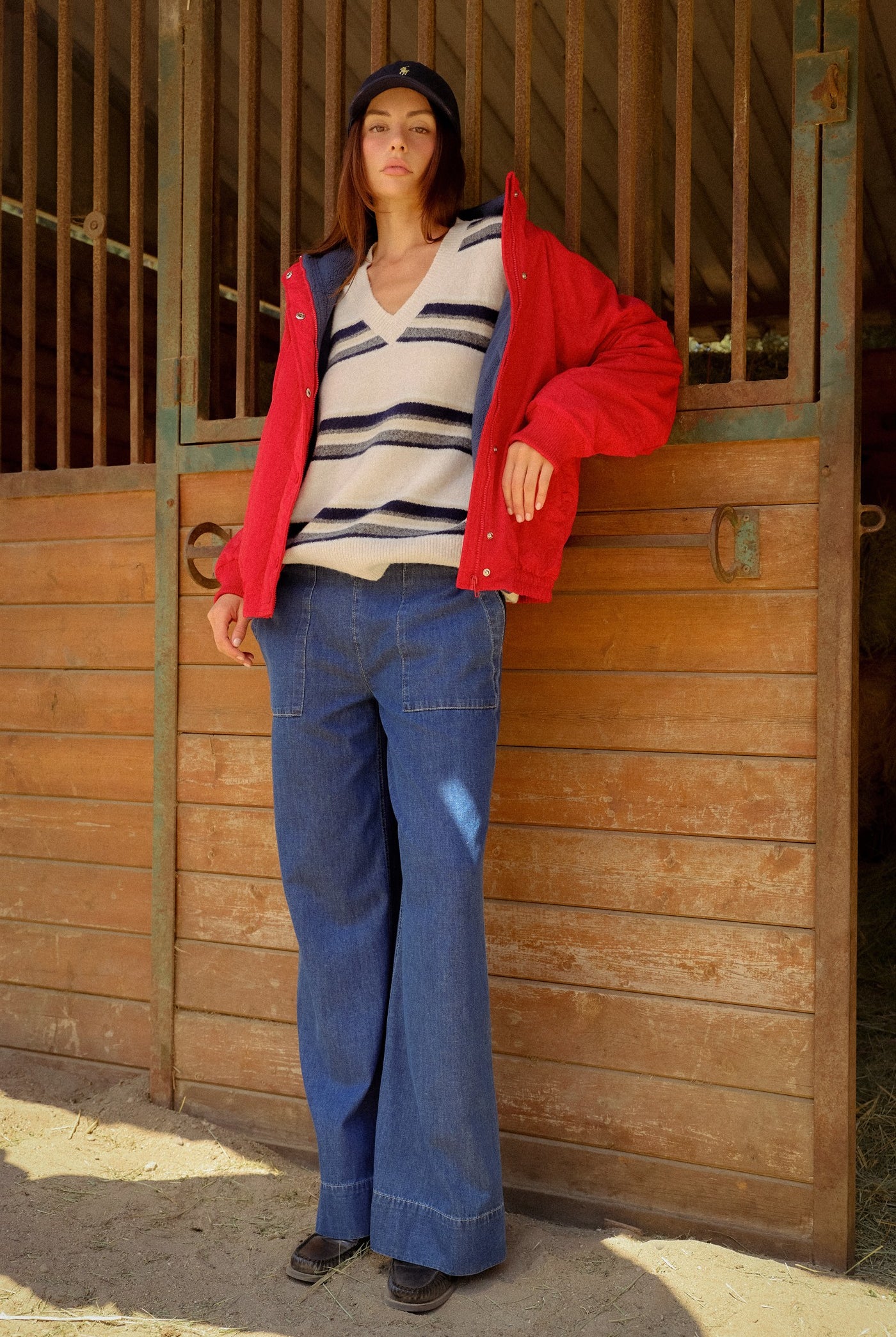 Wholesale Fleece-Lined Mock Neck Snap Jacket Coats & Jackets HF26C918 RED HYFVE