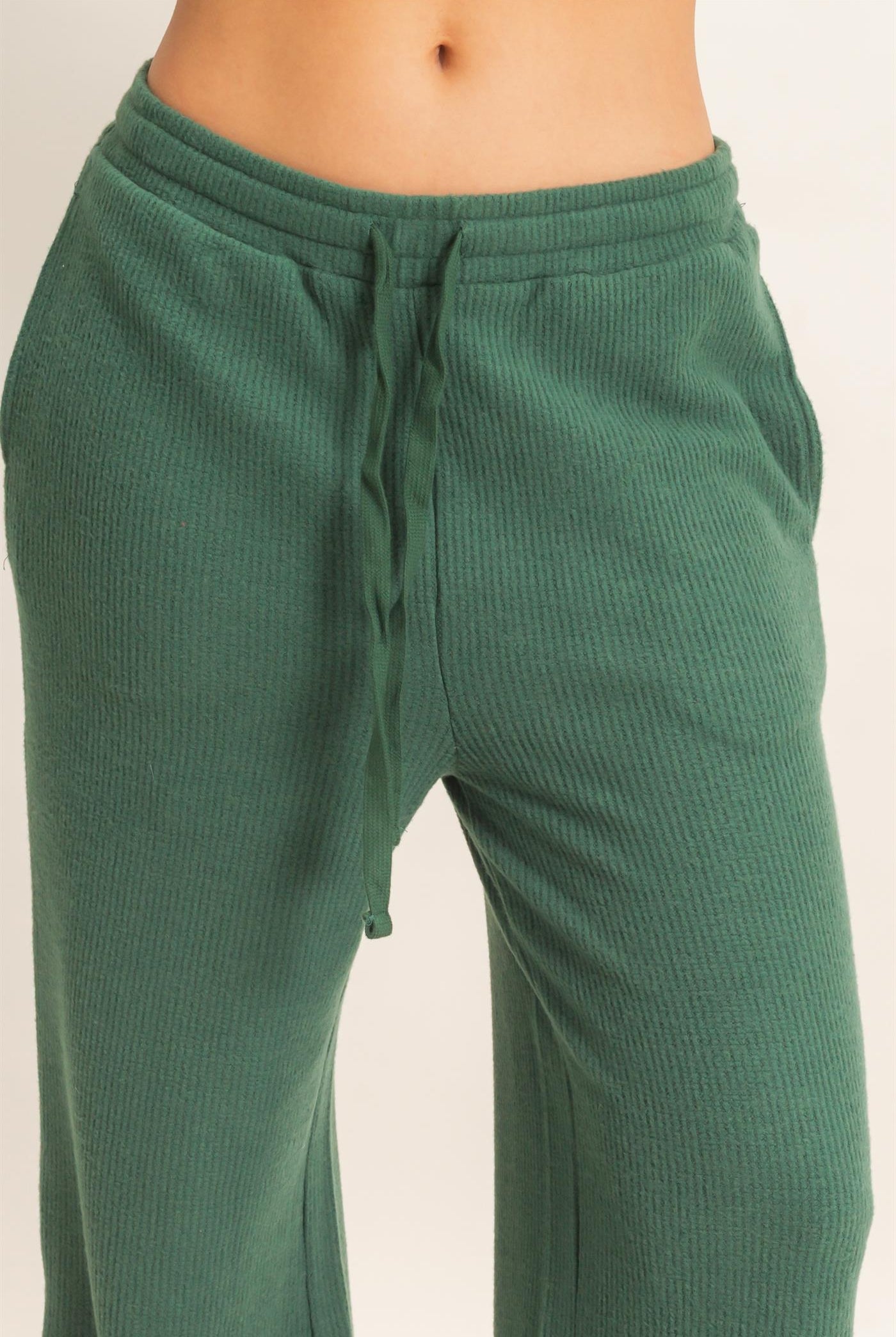 Wholesale Brushed Waffle Drawstring Pants Pants DZ26F313 DARK GREEN DOUBLE ZERO