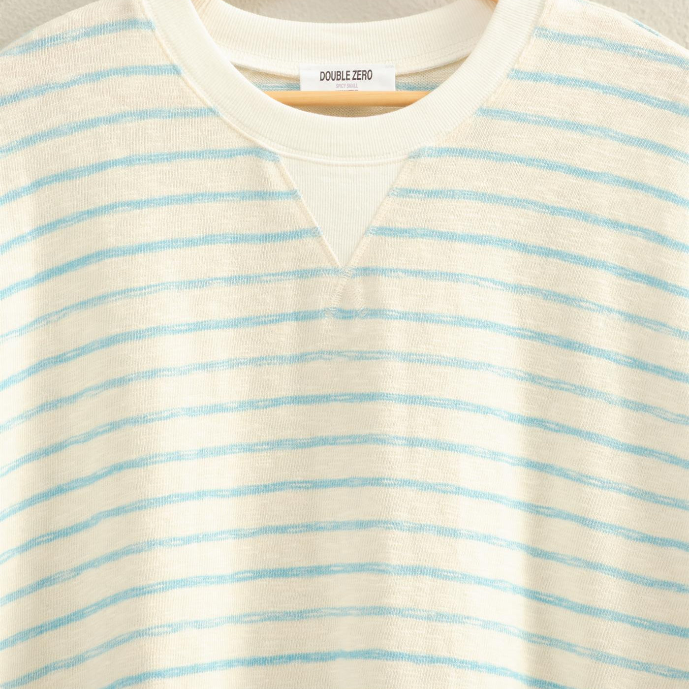 Wholesale Oversized Striped V-Stitch Short Sleeve Top Clothing Tops DZ26A455 BLUE DOUBLE ZERO