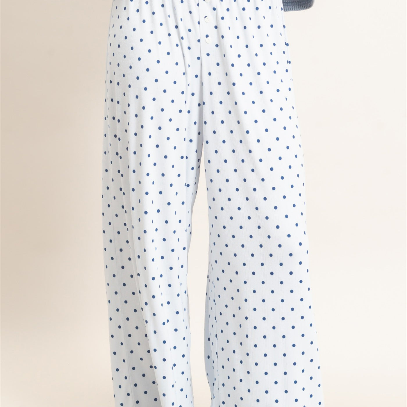 Wholesale Polka Dot Wide Leg Pants Pants DZ27A168 LIGHT BLUE DOUBLE ZERO