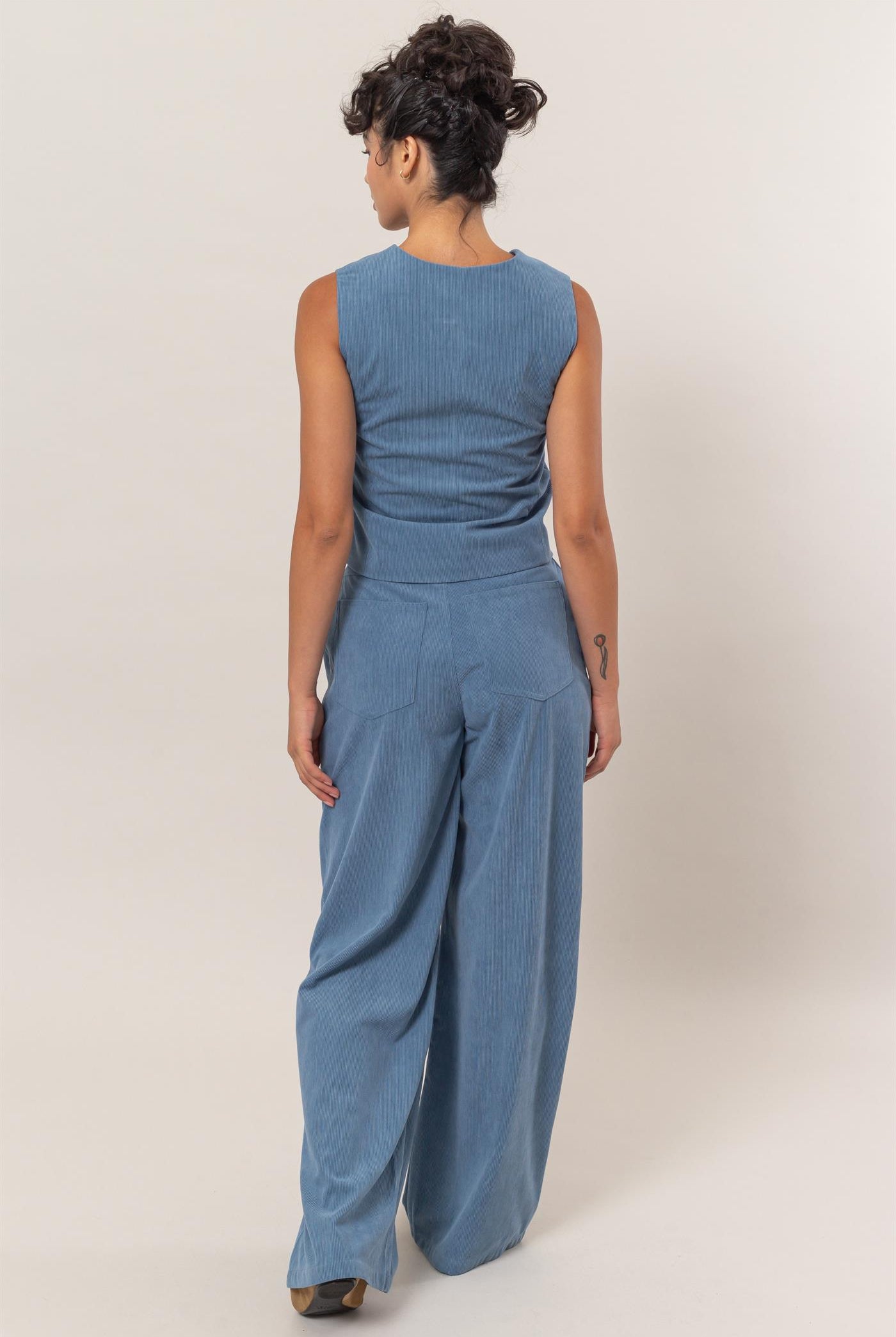 Wholesale Corduroy Vest And Pants Two-Piece Set Clothing DZ24G009-SET GRAY BLUE DOUBLE ZERO