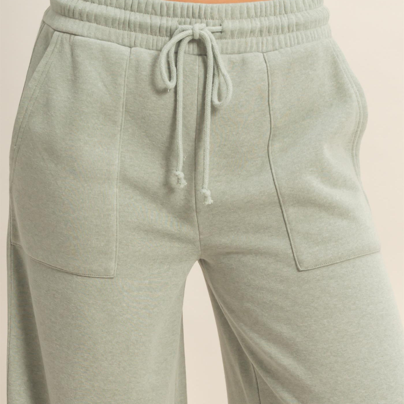 Wholesale Burnout French Terry Wide-Leg Pants Pants DZ26A259 SAGE GREEN DOUBLE ZERO