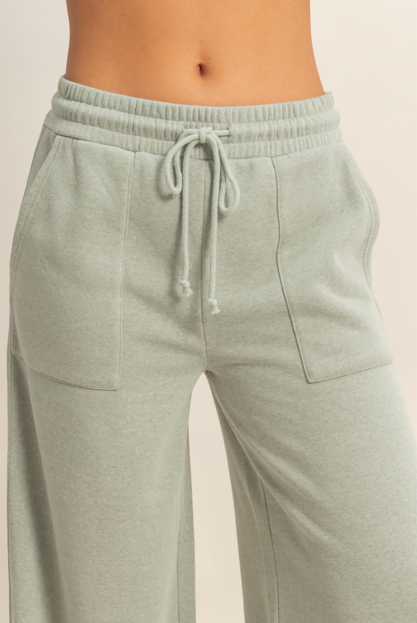 Wholesale Burnout French Terry Wide-Leg Pants Pants DZ26A259 SAGE GREEN DOUBLE ZERO