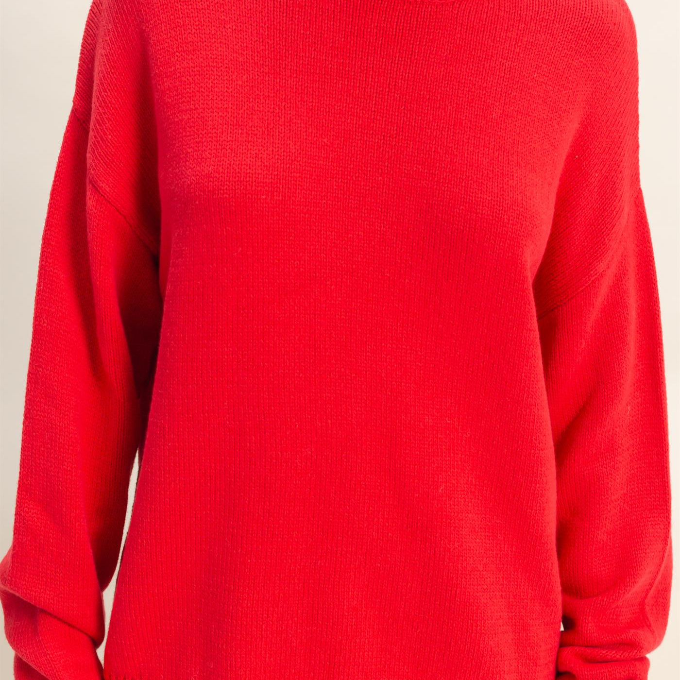 Wholesale Oversized Rolll Neck Knit Sweater Sweaters DZ25E908 RED DOUBLE ZERO