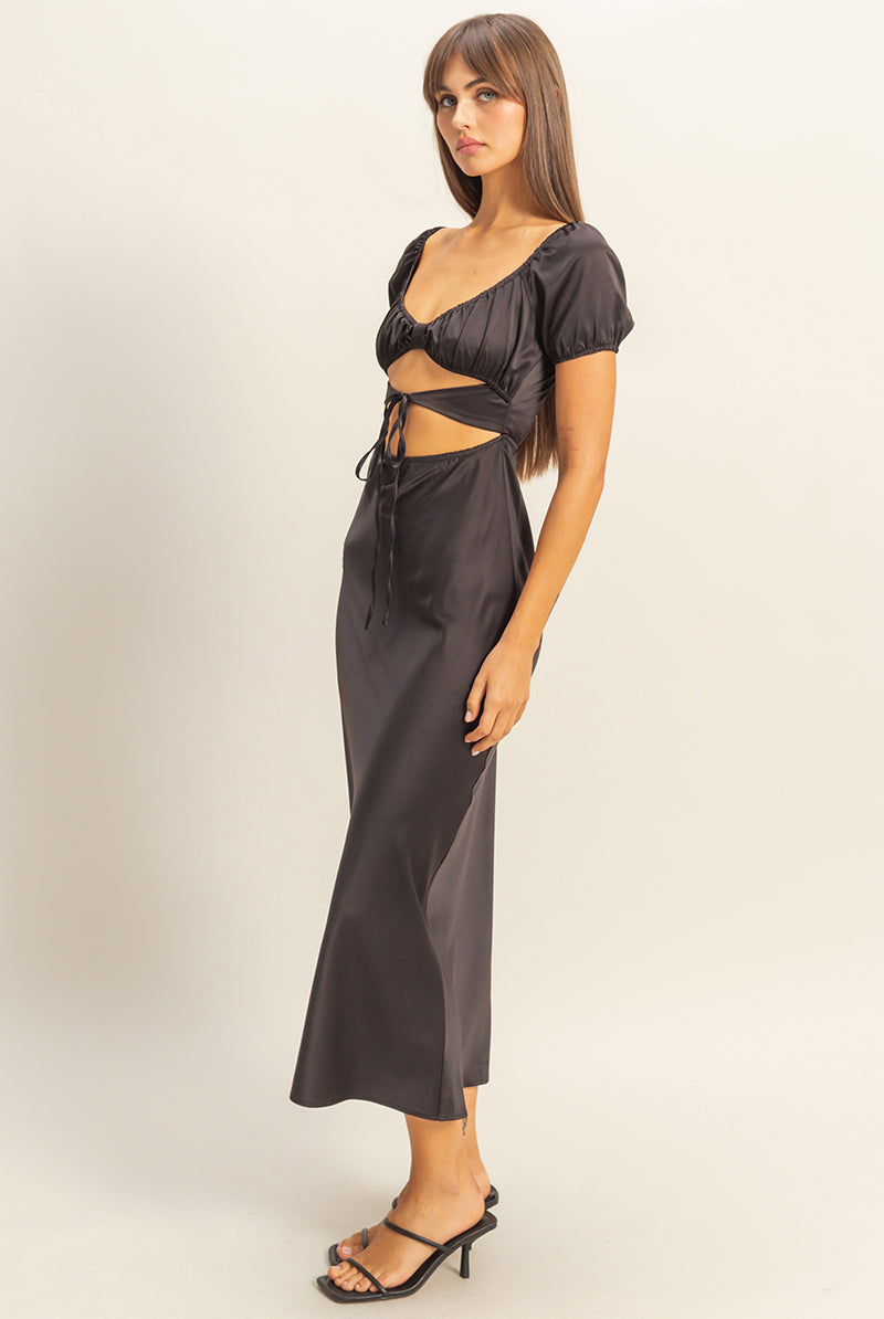 Wholesale Front Tie Maxi Dress Dresses FS22E780 BLACK HYFVE