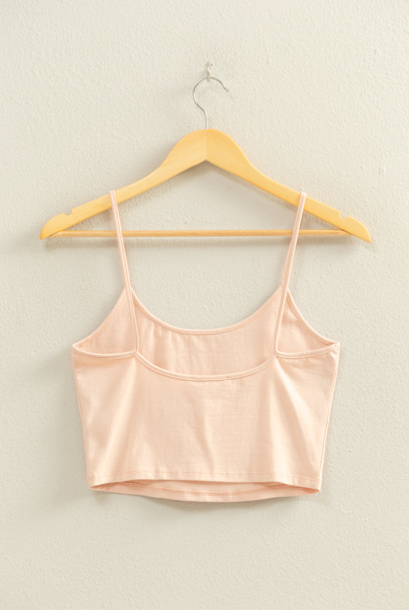 Wholesale Basic Cropped Cami Top Clothing Tops DZ22C818 PASTEL PINK DOUBLE ZERO