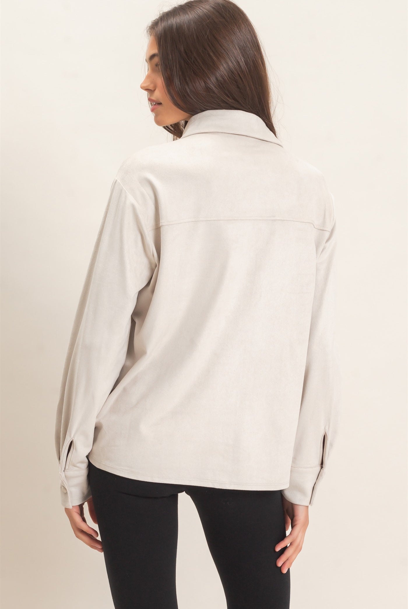 Wholesale Suede Button-Up Shirt Shirts HF26F083 ECRU HYFVE
