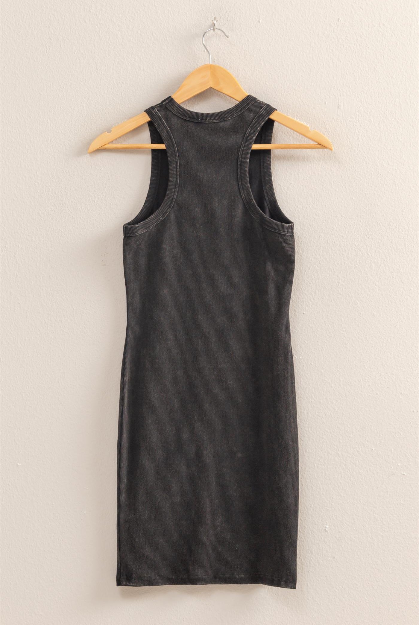 Wholesale Acid Washed Ribbed Mini Dress Dresses DZ25E297 BLACK DOUBLE ZERO