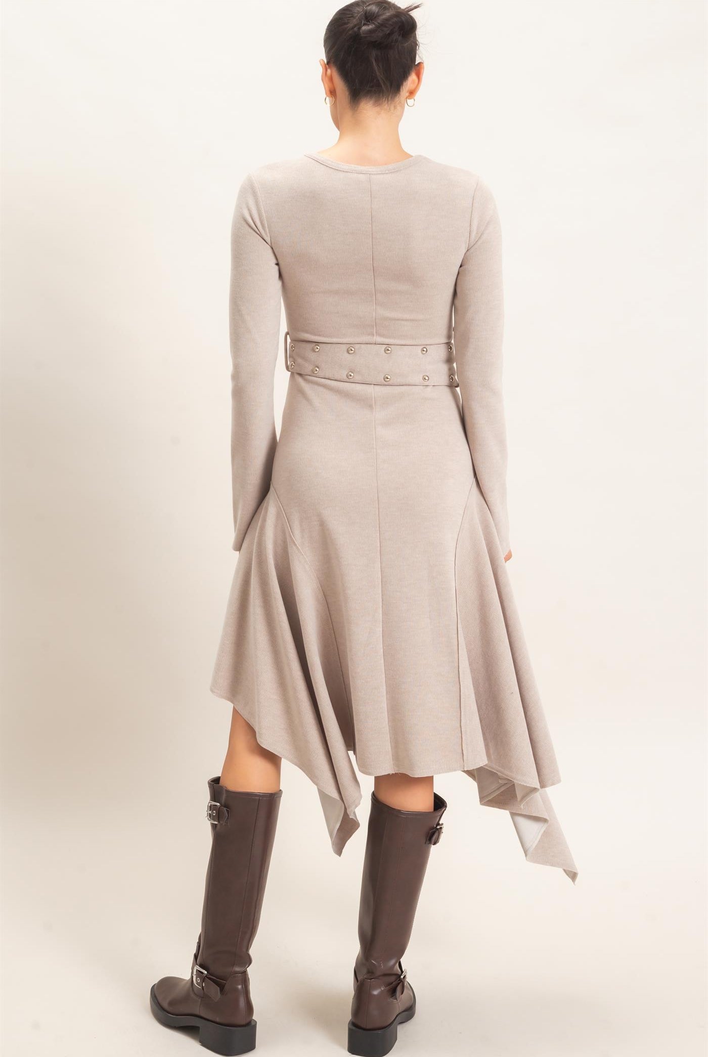 Wholesale Asymmetrical Knit Dress Dresses HF26E992 BEIGE HYFVE