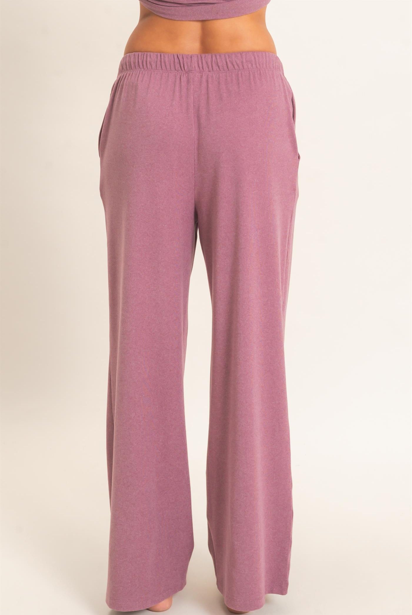 Wholesale Wide Leg Pants With Drawcord Pants DZ26E288 PLUM DOUBLE ZERO