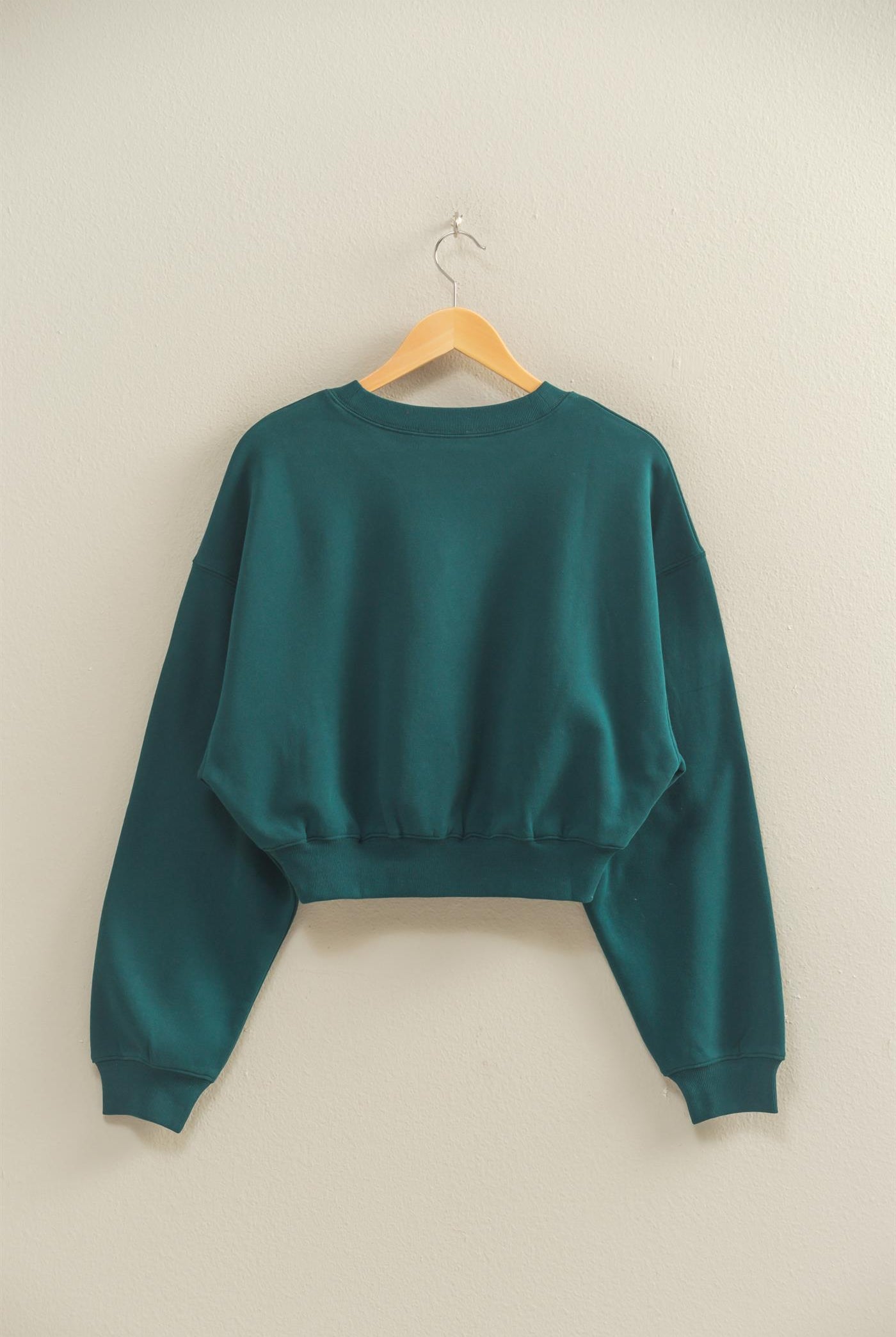 Wholesale Everyday Long Sleeve Cropped Sweatshirt Sweatshirts DZ25E415 DEEP GREEN DOUBLE ZERO