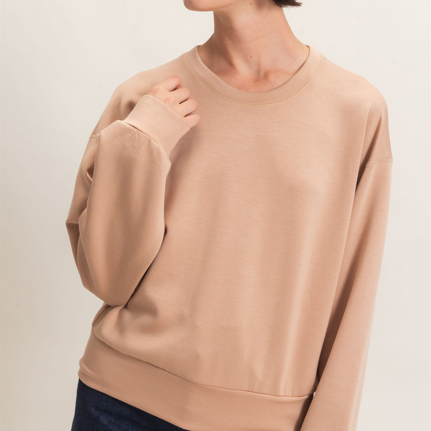 Wholesale Crew Neck Sweatshirt Sweatshirts DZ26C966 DARK TAUPE DOUBLE ZERO