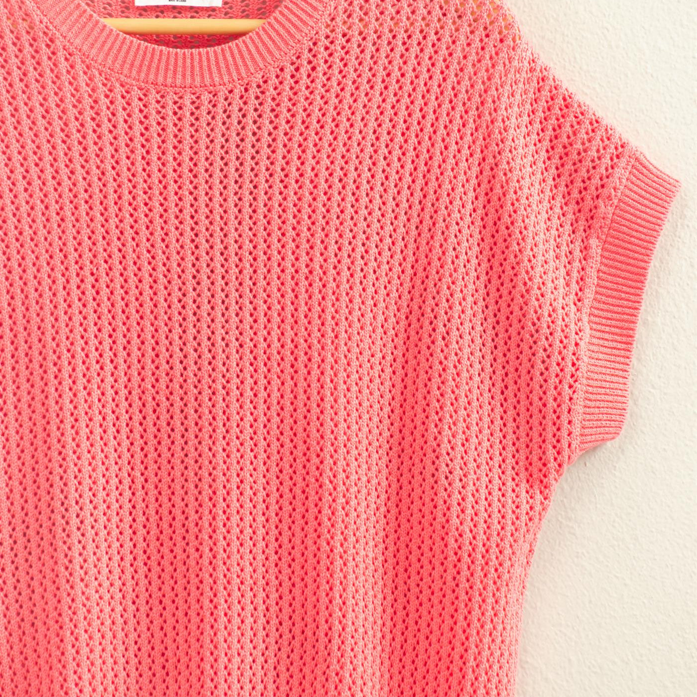 Wholesale Open-Knit Dolman Sleeve Top Clothing Tops DZ26A334 TAFFY PINK DOUBLE ZERO