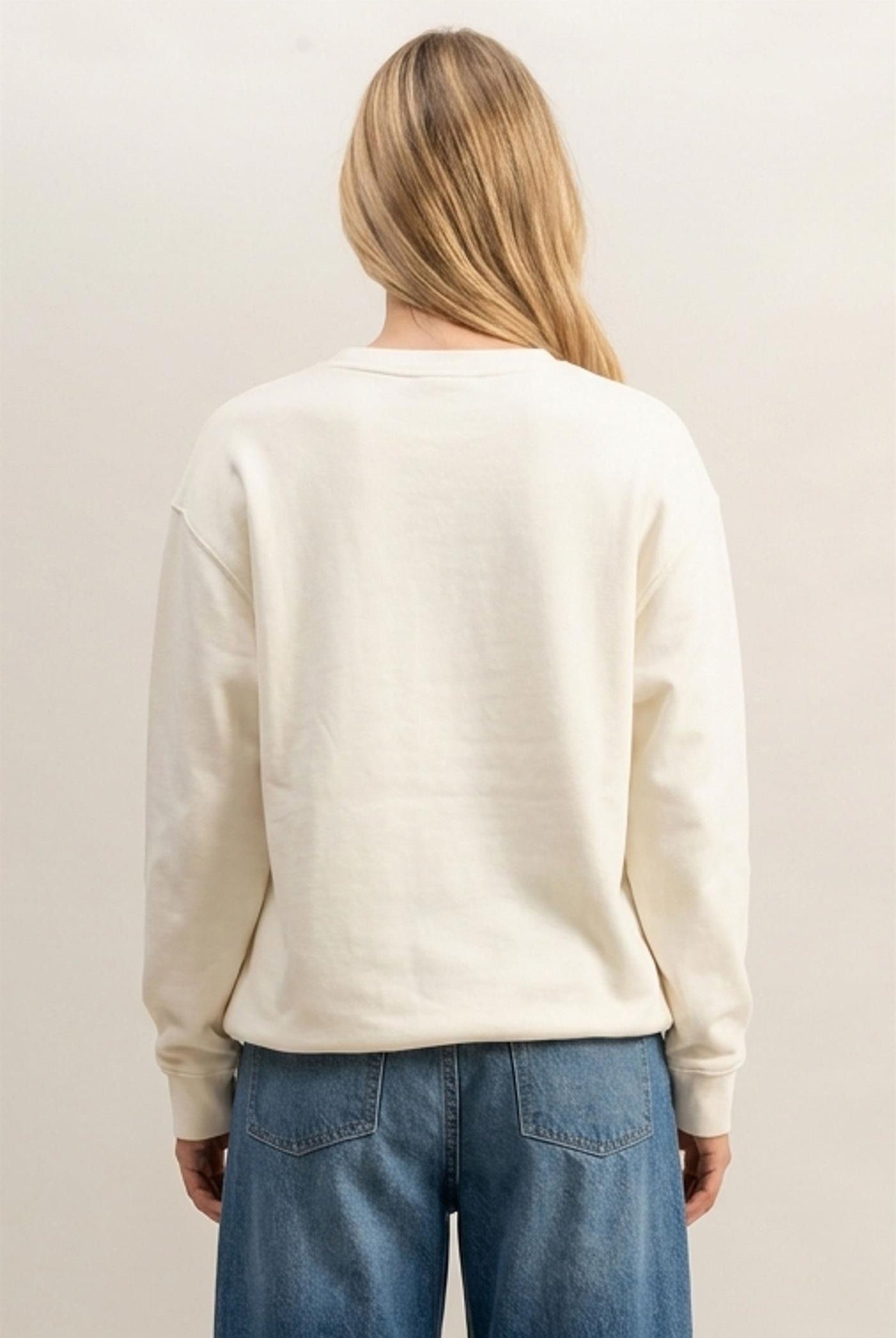 Wholesale Mineral Wash Crew Neck Sweatshirt Sweatshirts DZ26E990 CREAM DOUBLE ZERO