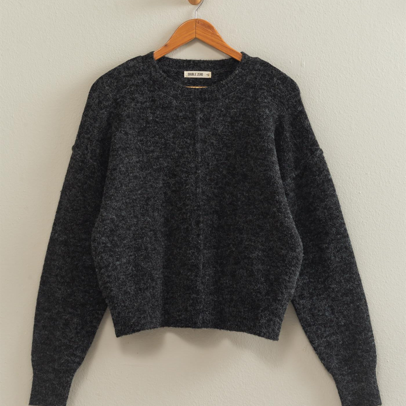 Wholesale Crew Neck Seam Detail Sweater Sweaters DZ26E240 BLACK DOUBLE ZERO