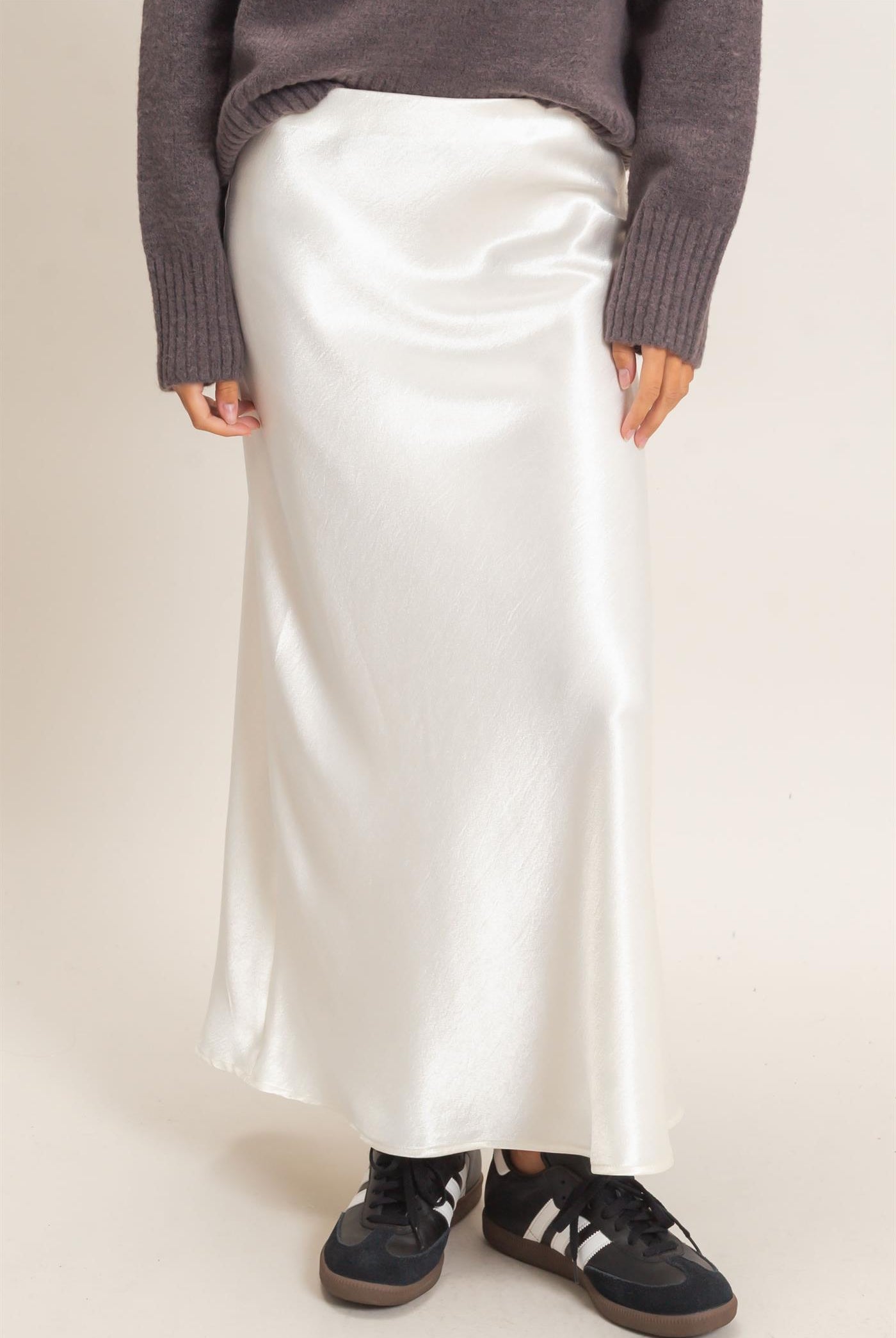 Wholesale Satin Midi Skirt Skirts DZ26C962 CREAM DOUBLE ZERO
